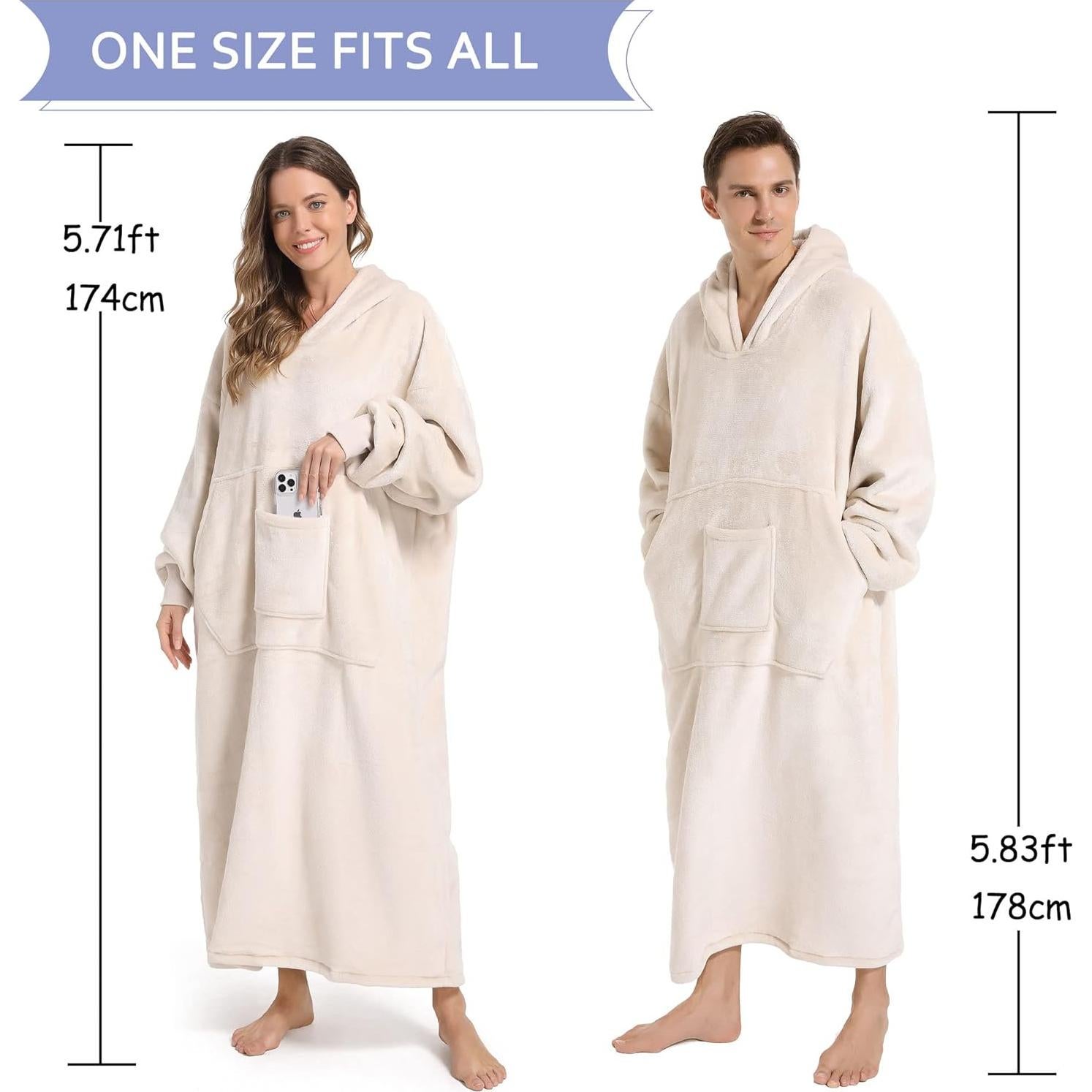 Sudadera Manta Oversized FUSSEDA Beige Cálida con Capucha