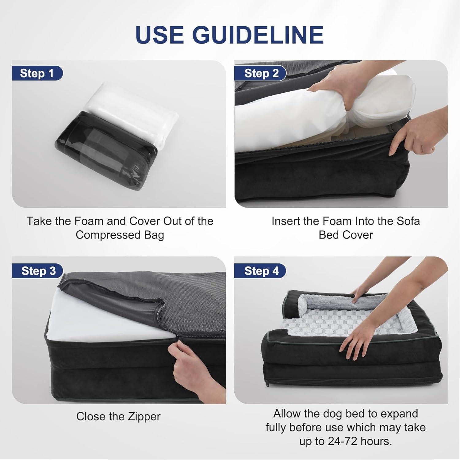 Cama Ortopédica para Perros FURTIME 71x58cm Negra Lavable