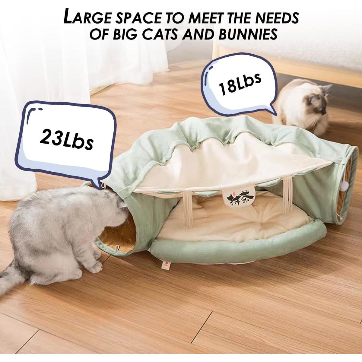 Cama Túnel para Gatos Multifuncional con Cojín Suave 126x27cm