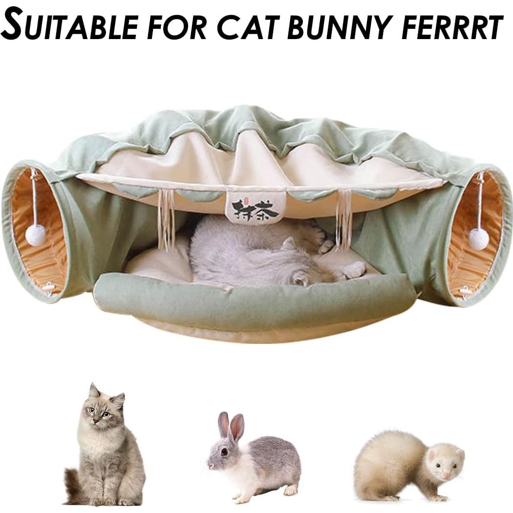 Cama Túnel para Gatos Multifuncional con Cojín Suave 126x27cm