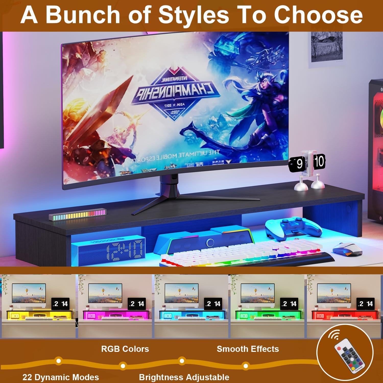 Soporte Doble para Monitor Qupui con Luces LED 90.9 cm