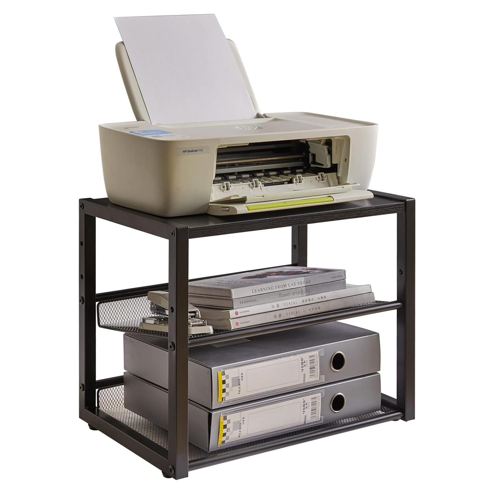Soporte de Impresora YMYNY Negro 3 Niveles Ajustable 43.94 cm