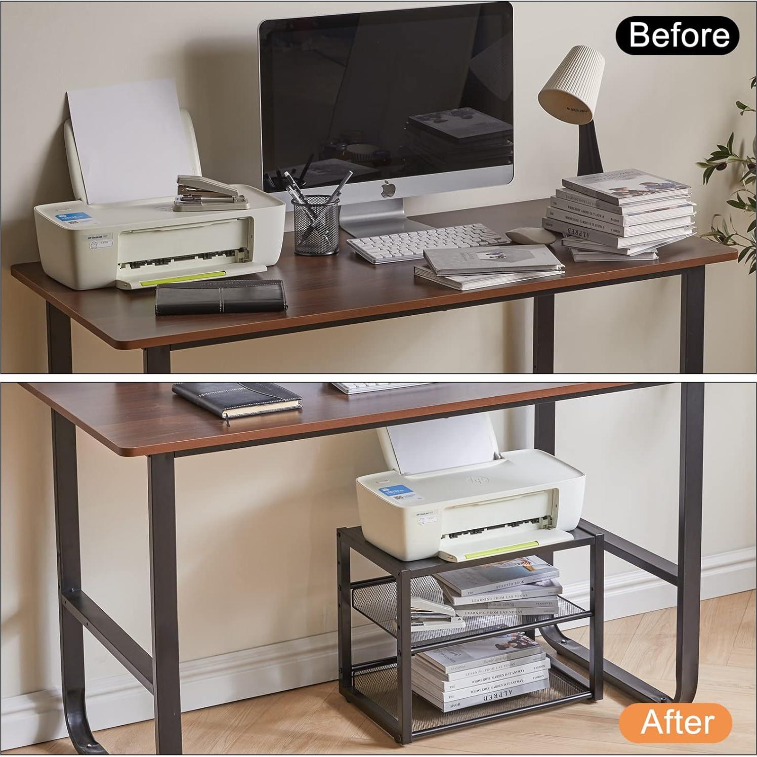 Soporte de Impresora YMYNY Negro 3 Niveles Ajustable 43.94 cm