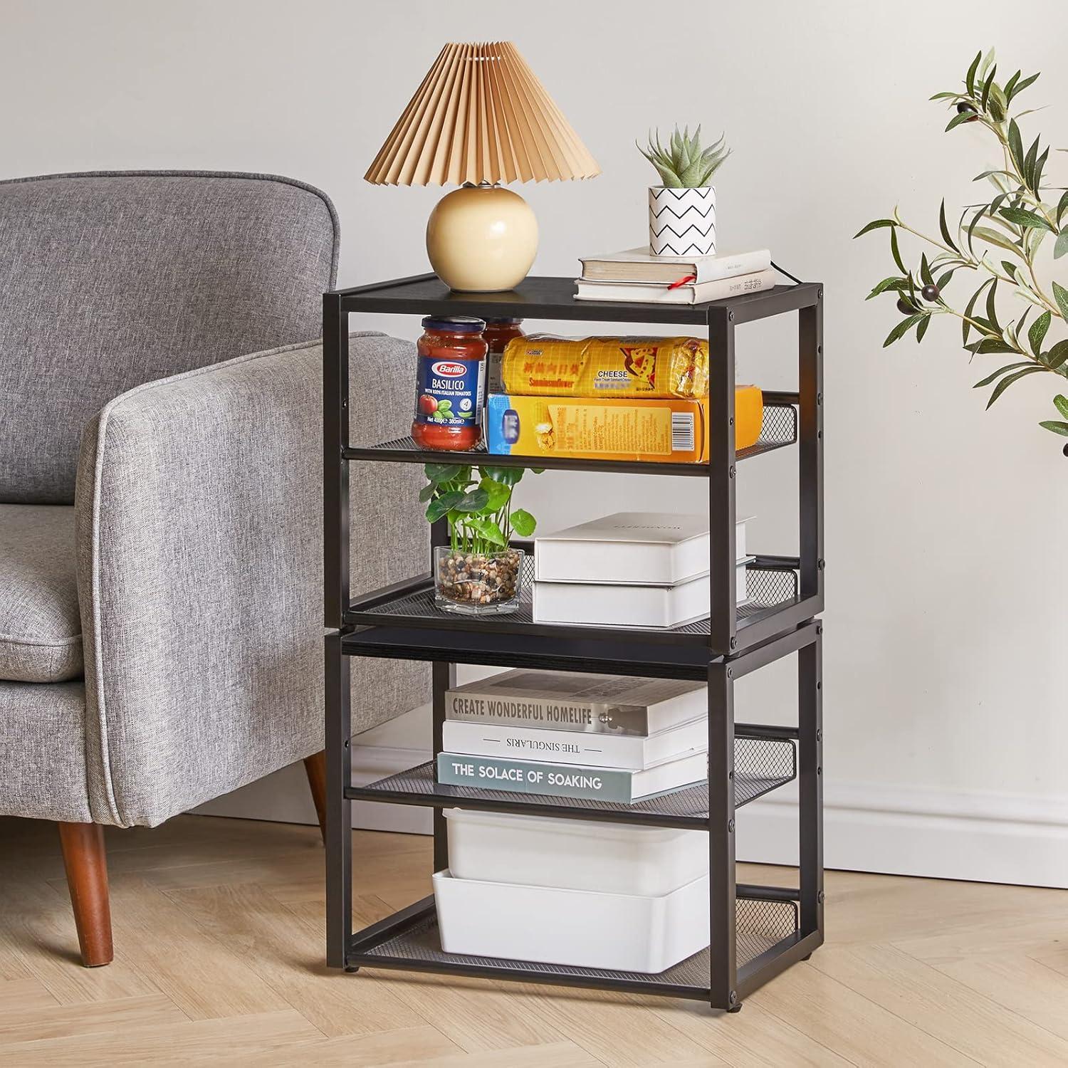 Soporte de Impresora YMYNY Negro 3 Niveles Ajustable 43.94 cm