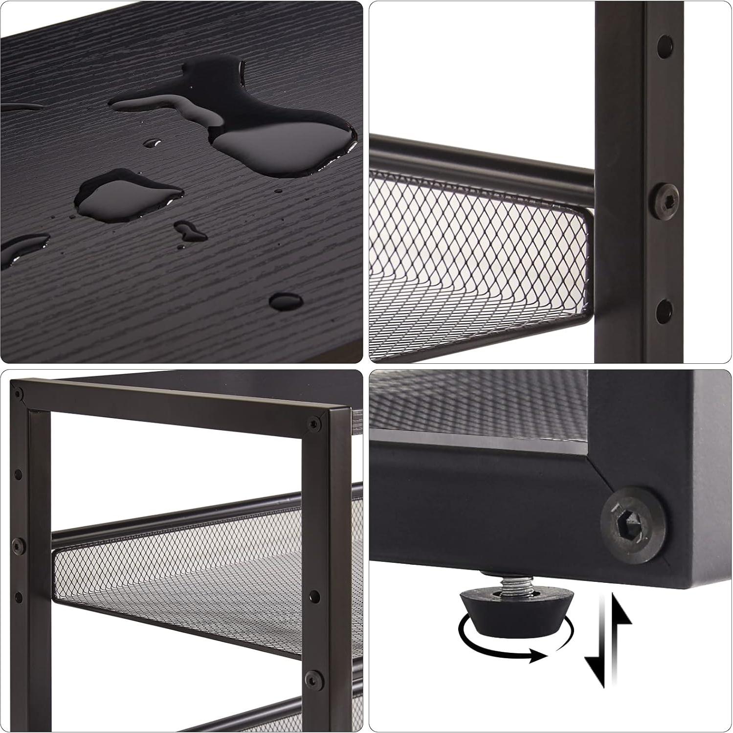 Soporte de Impresora YMYNY Negro 3 Niveles Ajustable 43.94 cm