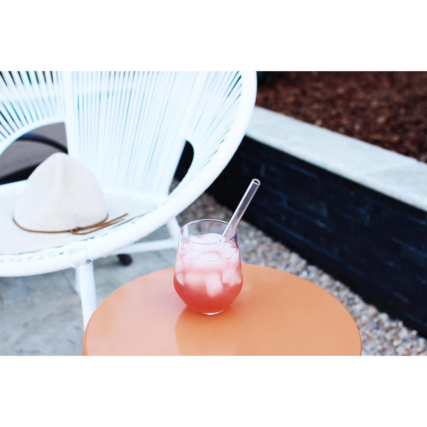 Vaso Popote de Vidrio Full Circle 20 cm con Estuche Rubor