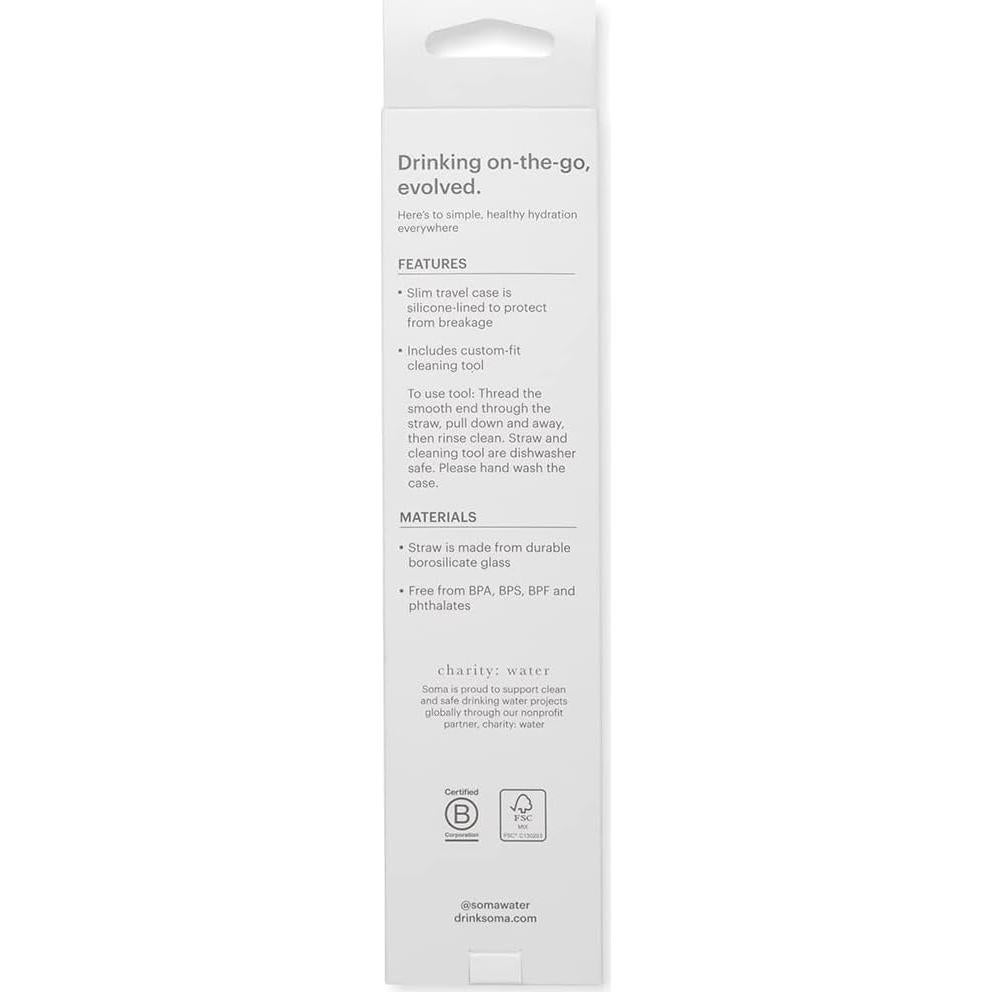 Vaso Popote de Vidrio Full Circle 20 cm con Estuche Rubor