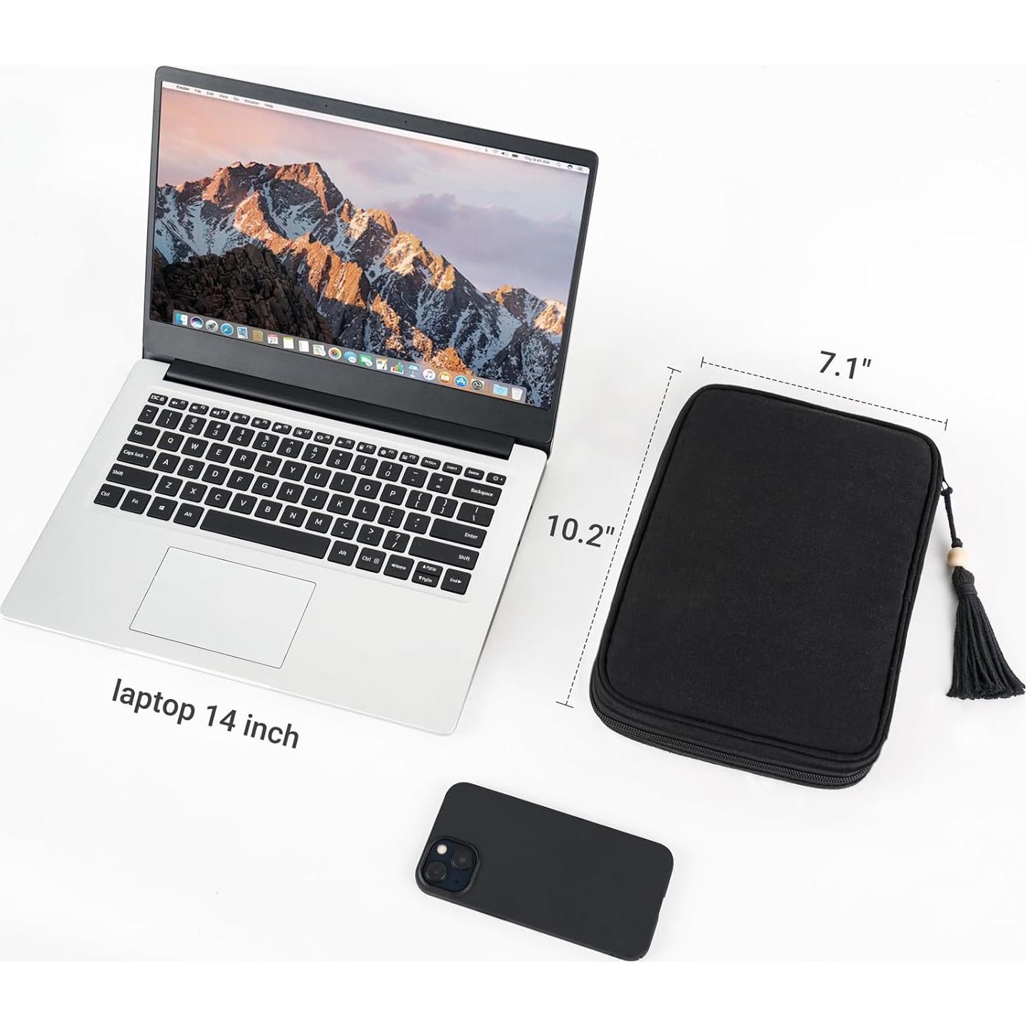 Organizador de Cables Mkono Mediano Negro Algodón 25.9x18cm