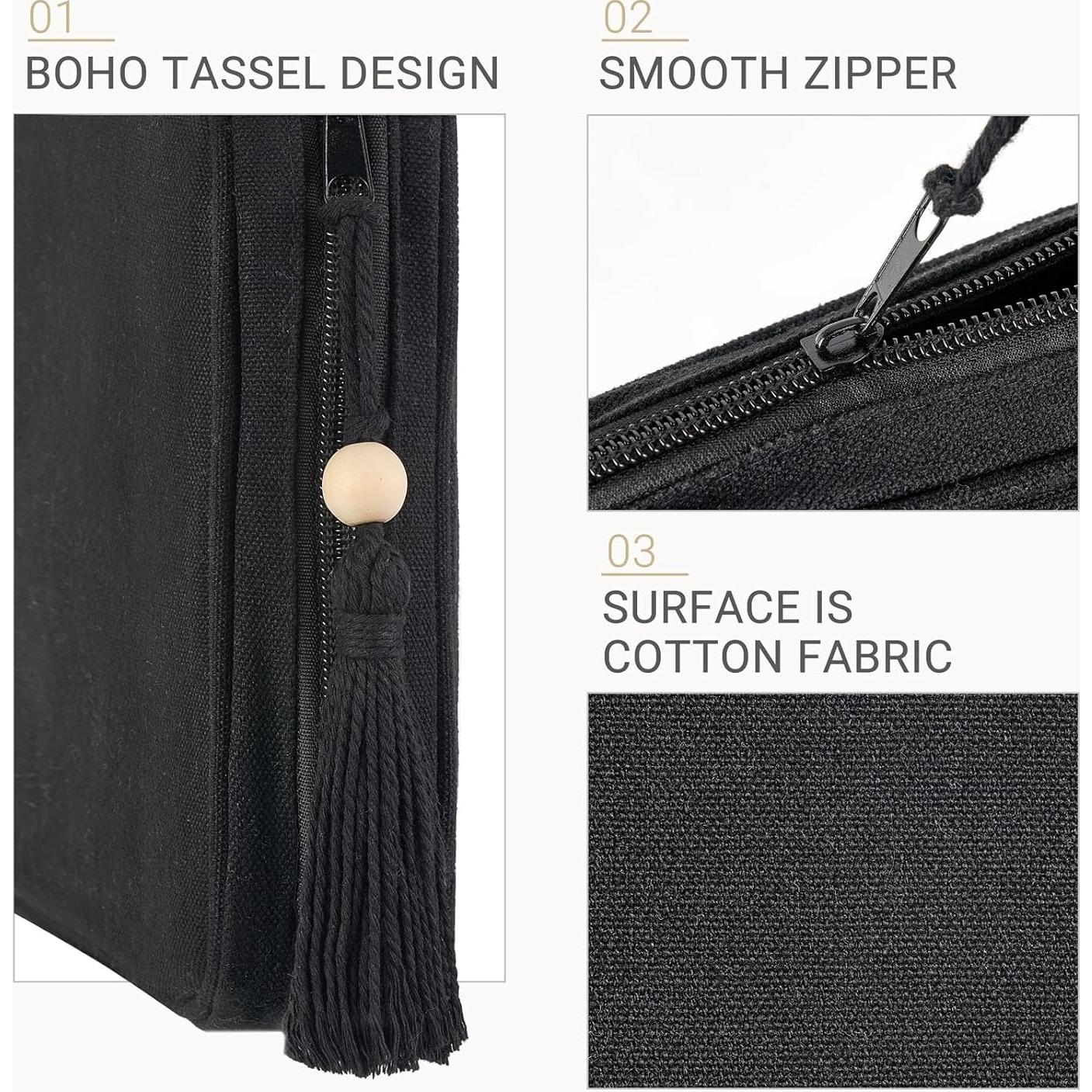 Organizador de Cables Mkono Mediano Negro Algodón 25.9x18cm