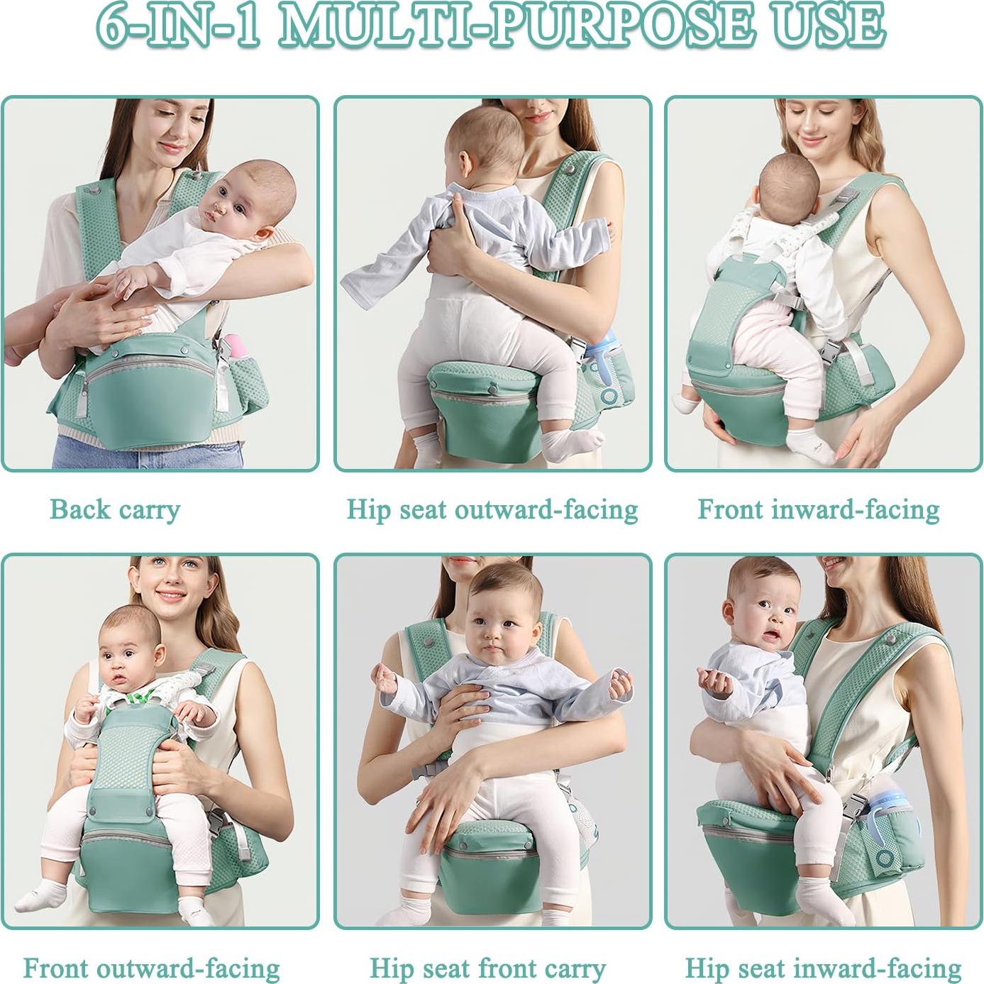 Portabebés ergonómico 6 en 1 Q2301 Verde para 0-36 meses