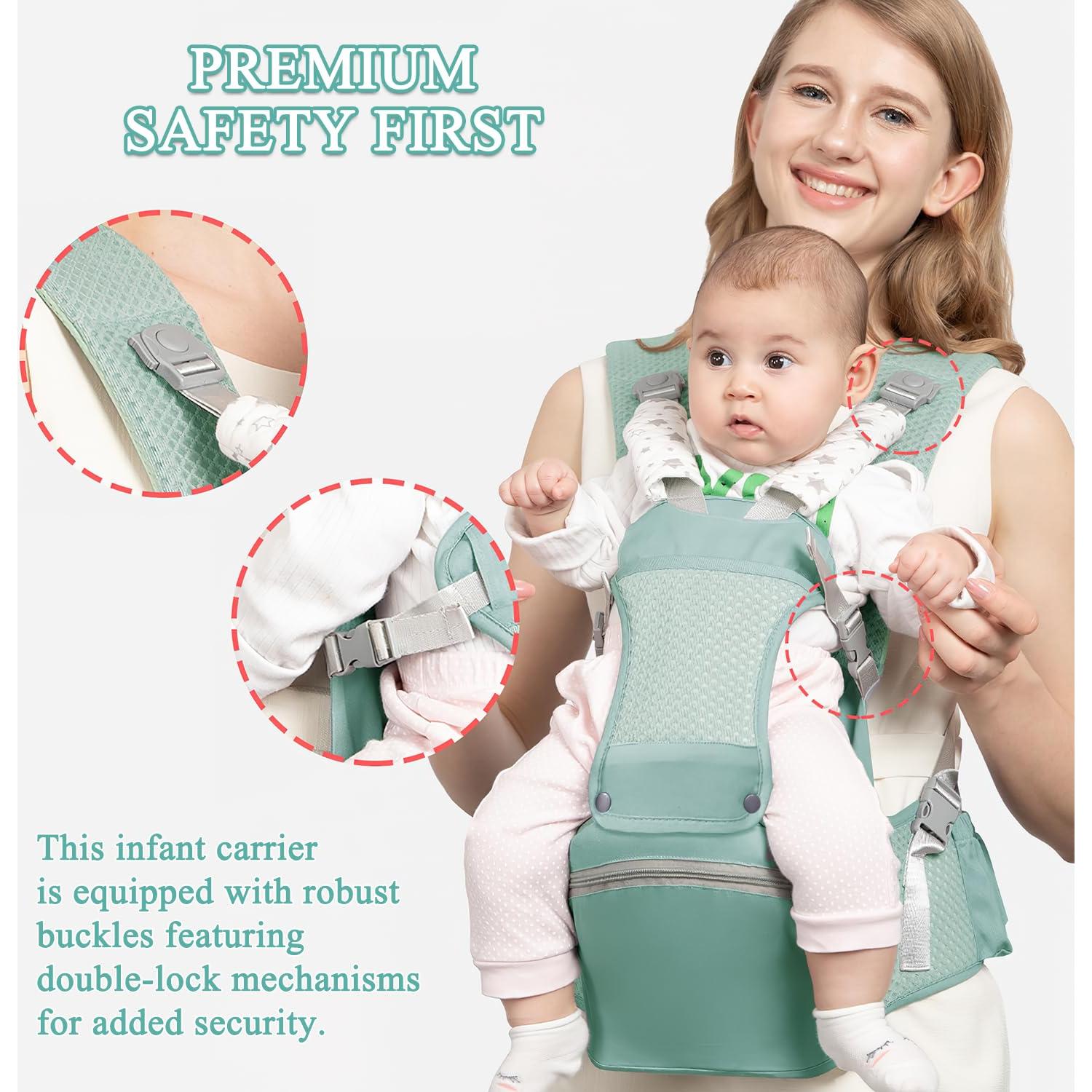 Portabebés ergonómico 6 en 1 Q2301 Verde para 0-36 meses