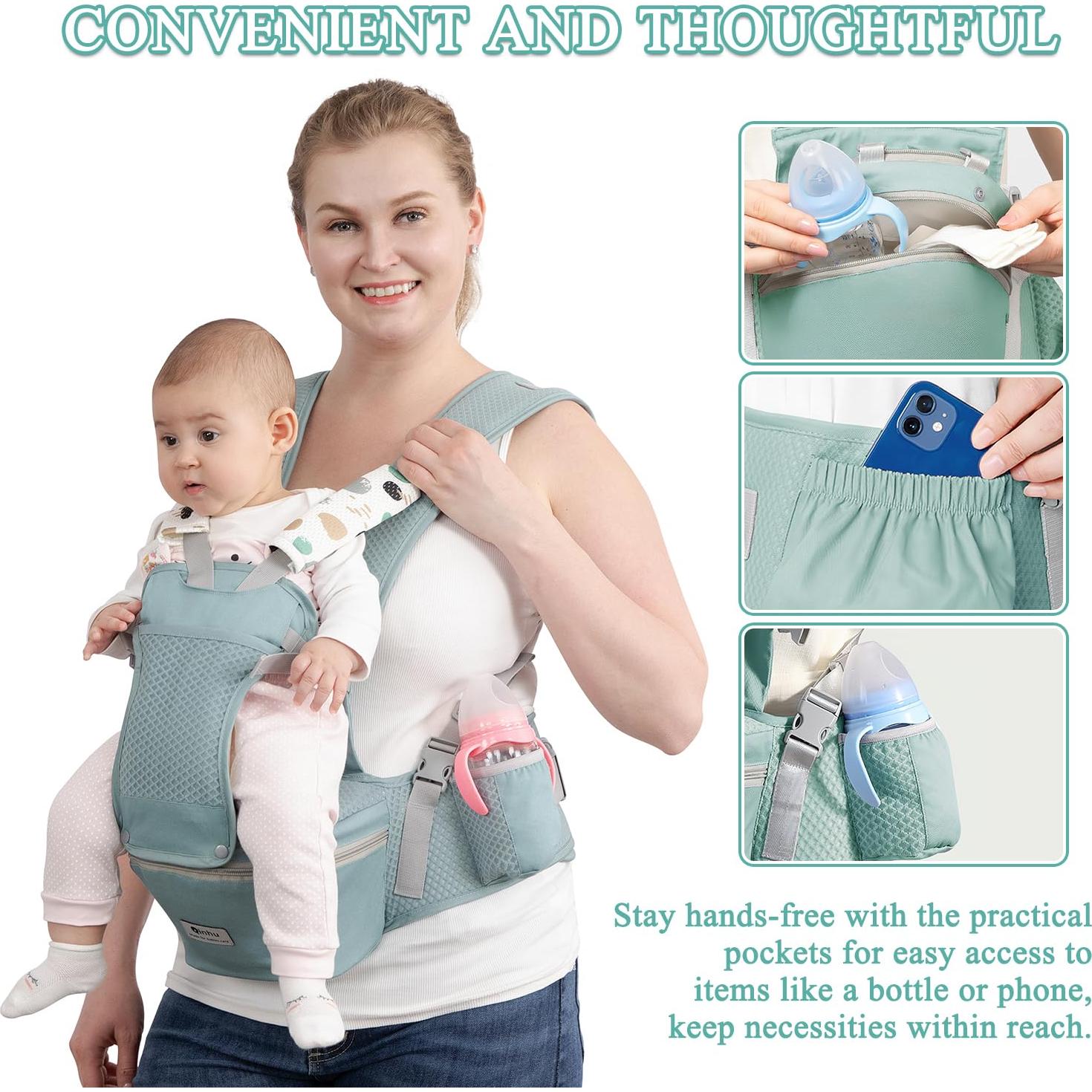 Portabebés ergonómico 6 en 1 Q2301 Verde para 0-36 meses