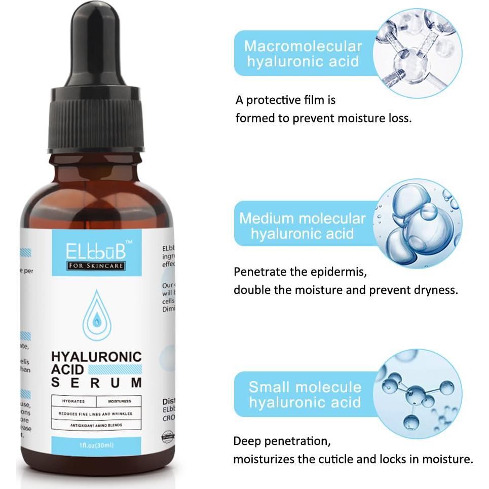 Suero Facial Anti Envejecimiento ELBBUB 30ml Vitamina C y Ácido Hialurónico