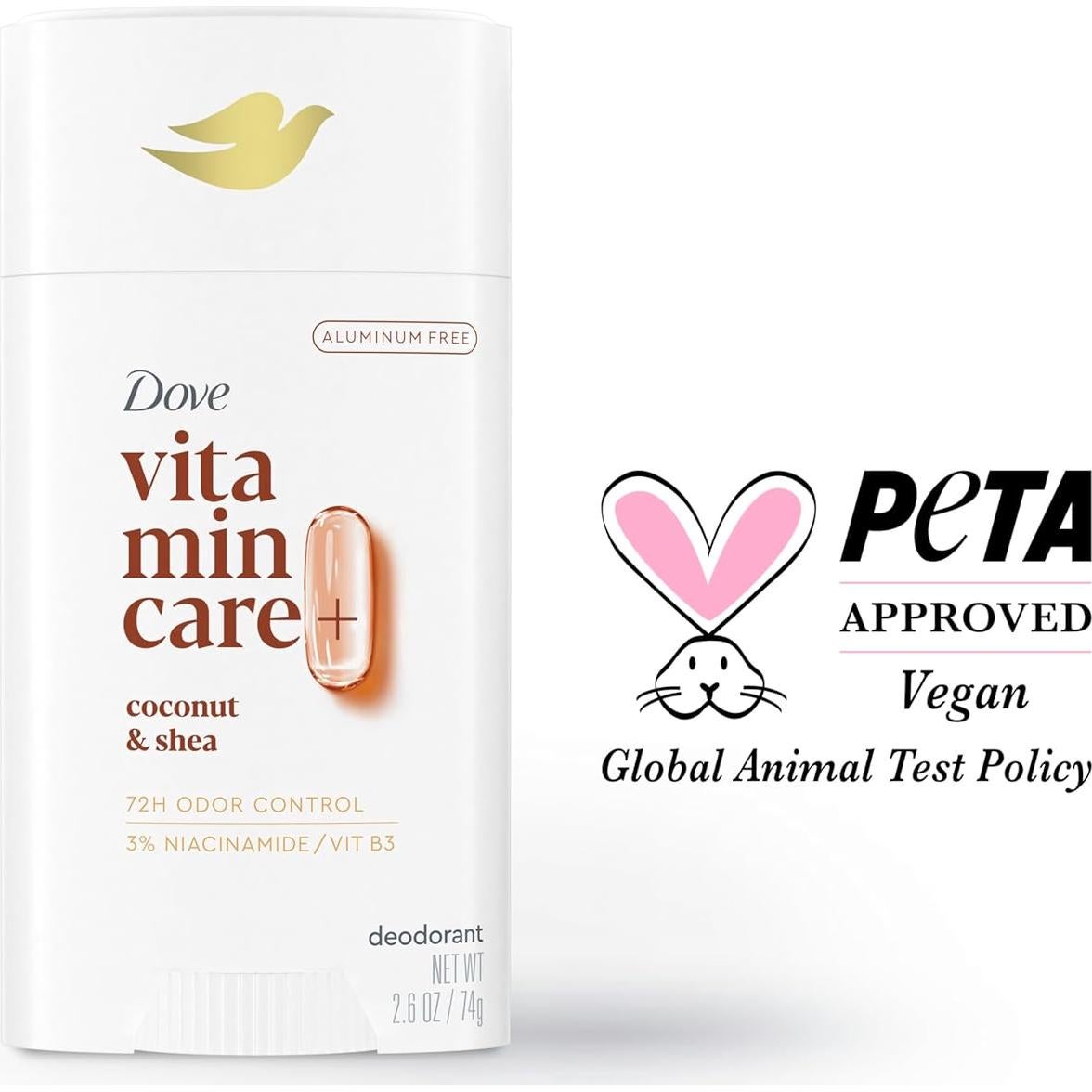 Desodorante Dove VitaminCare+ Sin Aluminio Coco y Karité 74 g