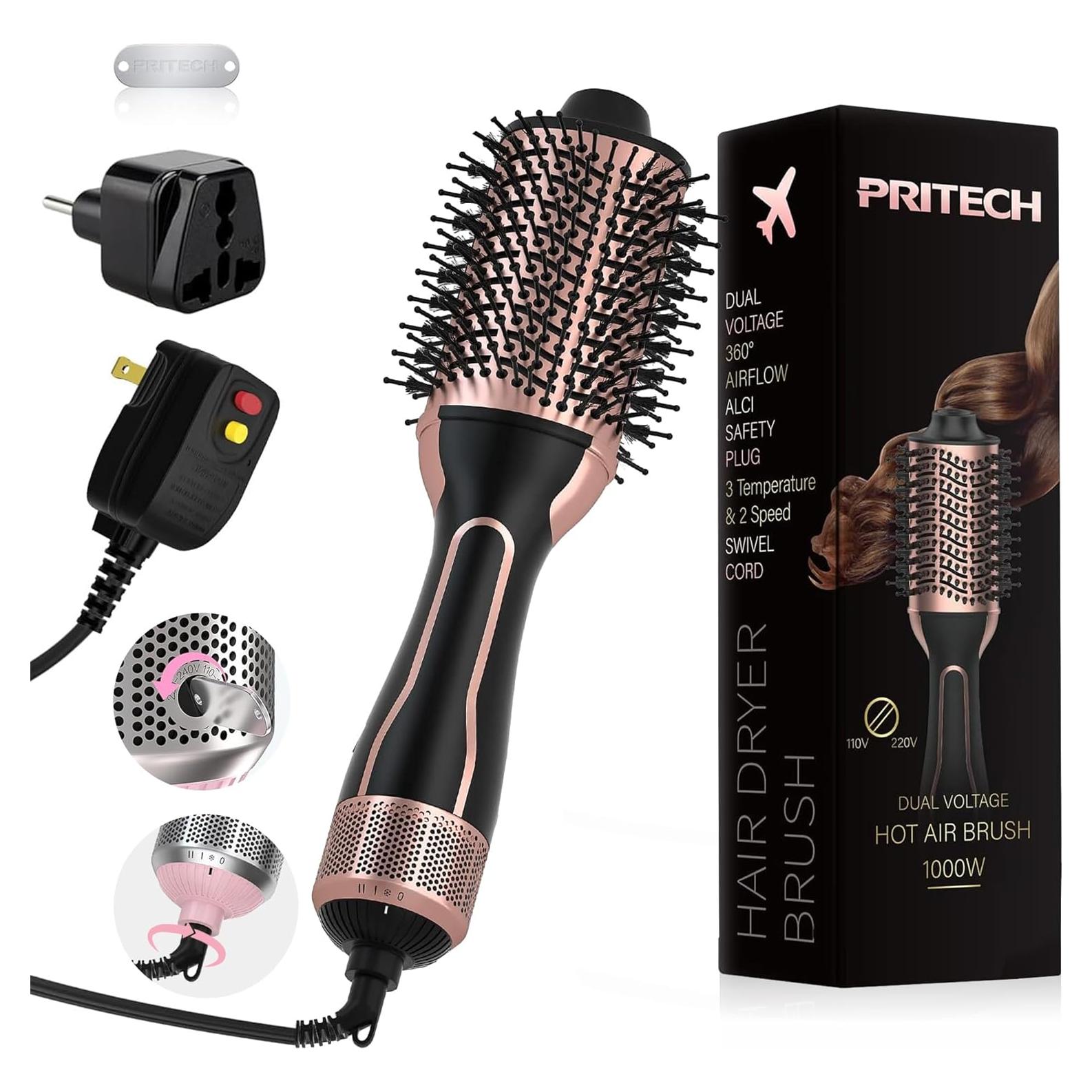 Secador de Pelo Cerámico PRITECH 1000W Doble Voltaje Negro
