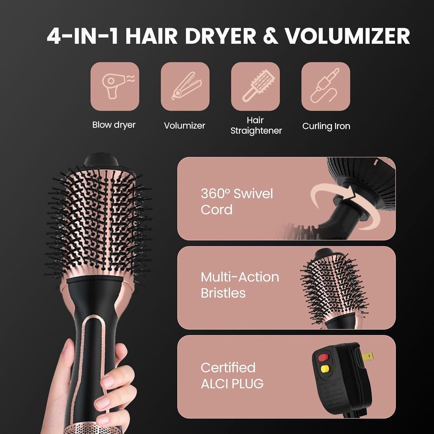 Secador de Pelo Cerámico PRITECH 1000W Doble Voltaje Negro