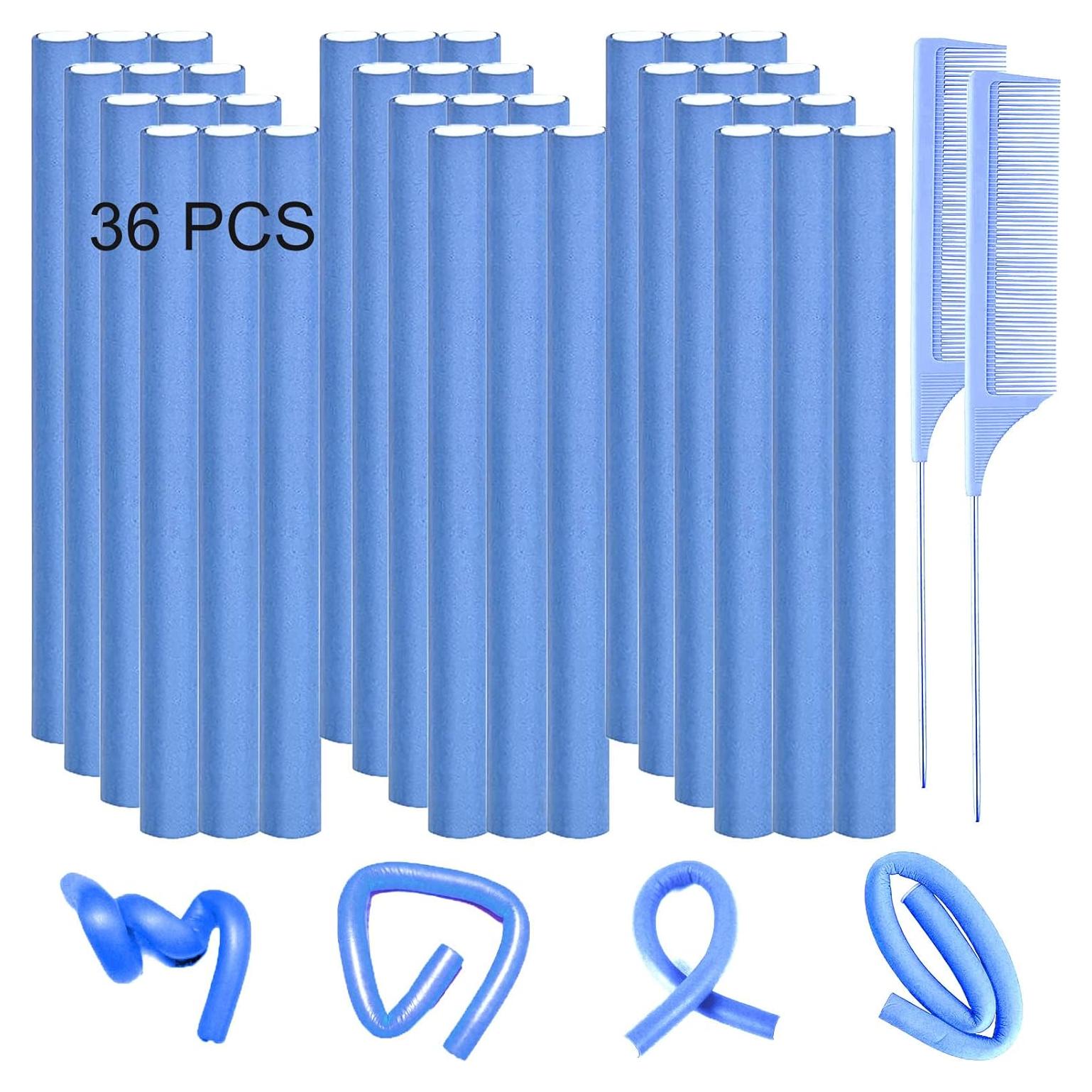 36 Varillas Flexibles para Rizar Cabello Wayyoo - Azul