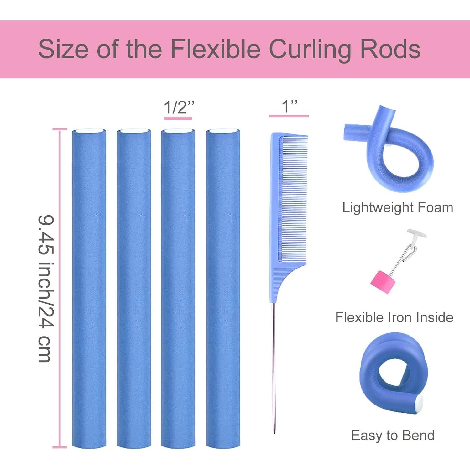 36 Varillas Flexibles para Rizar Cabello Wayyoo - Azul