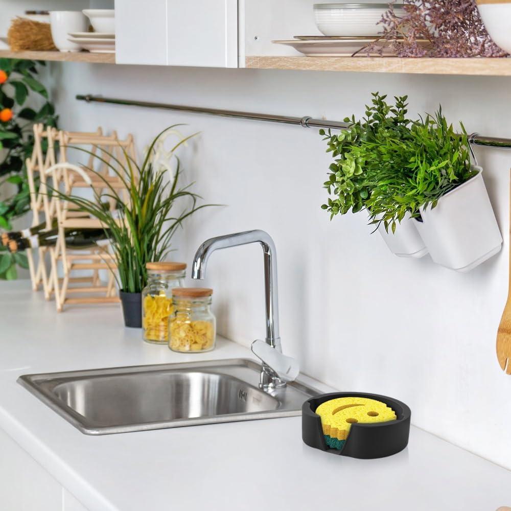 Soporte de Esponja de Silicona LucyPhy 2PCS Negro para Fregadero