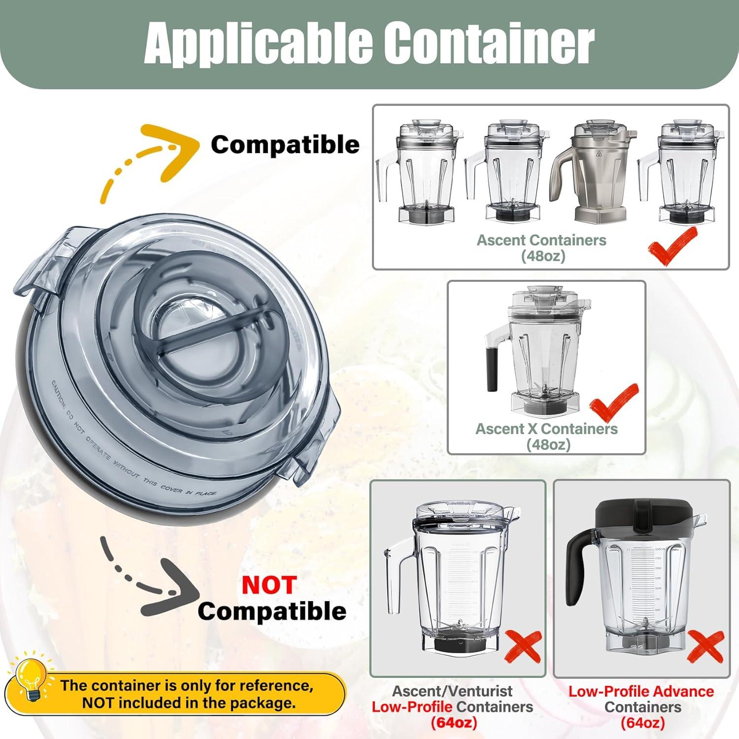 Tapa de Reemplazo WSEYU para Vitamix Ascent 48 oz Libre BPA