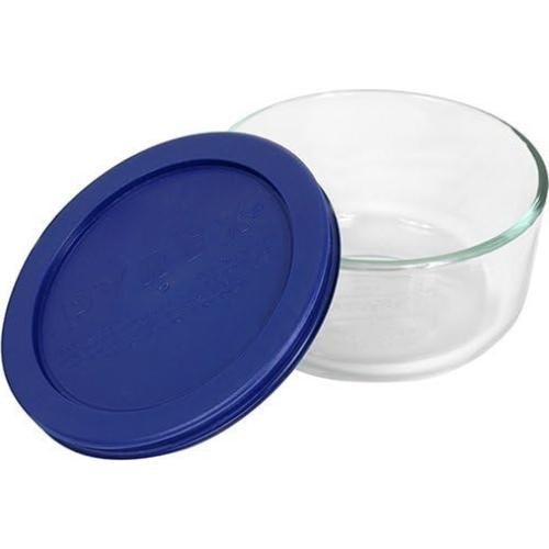 Pyrex Juego de 6 Tazones de Vidrio 1 Taza con Tapas Azul