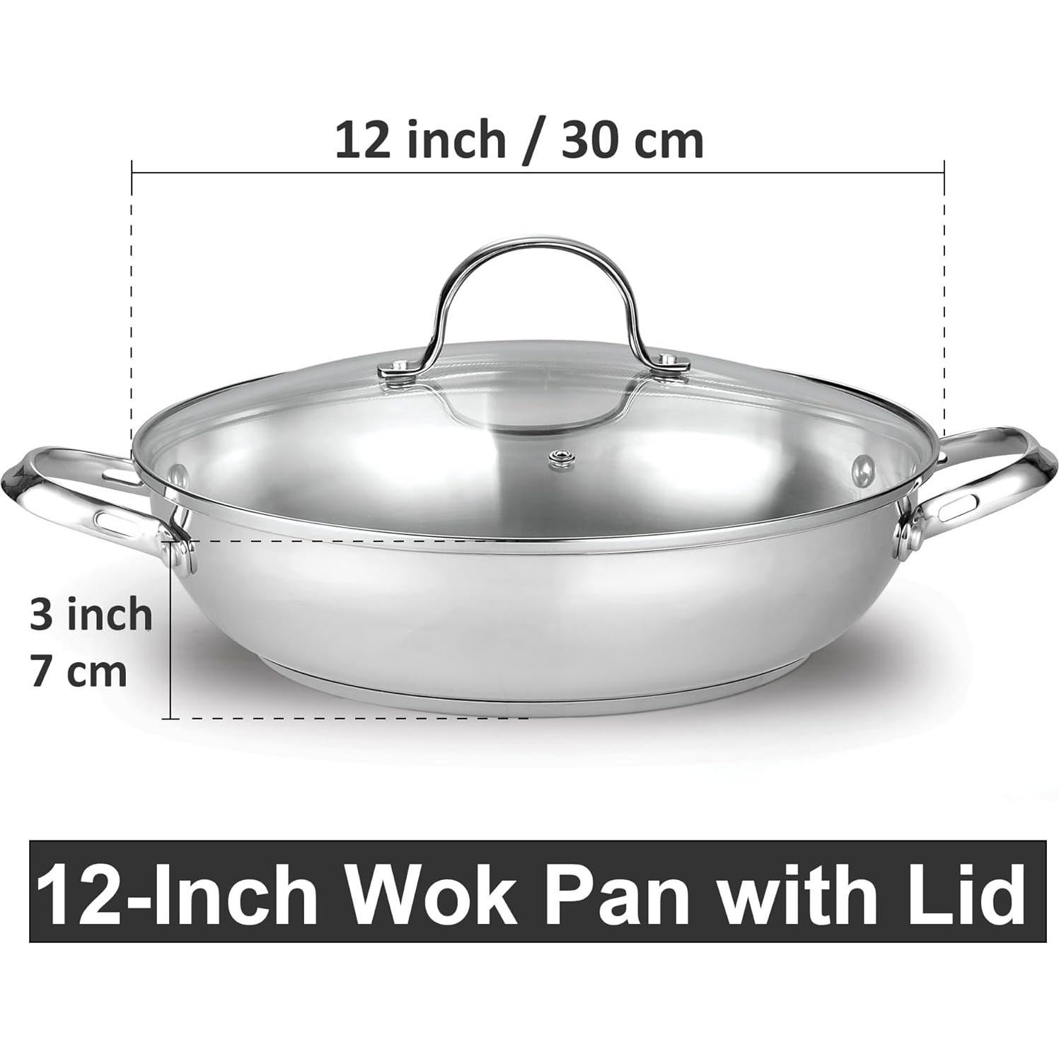 Wok Sartén Cooks Standard 30cm Acero Inoxidable con Tapa