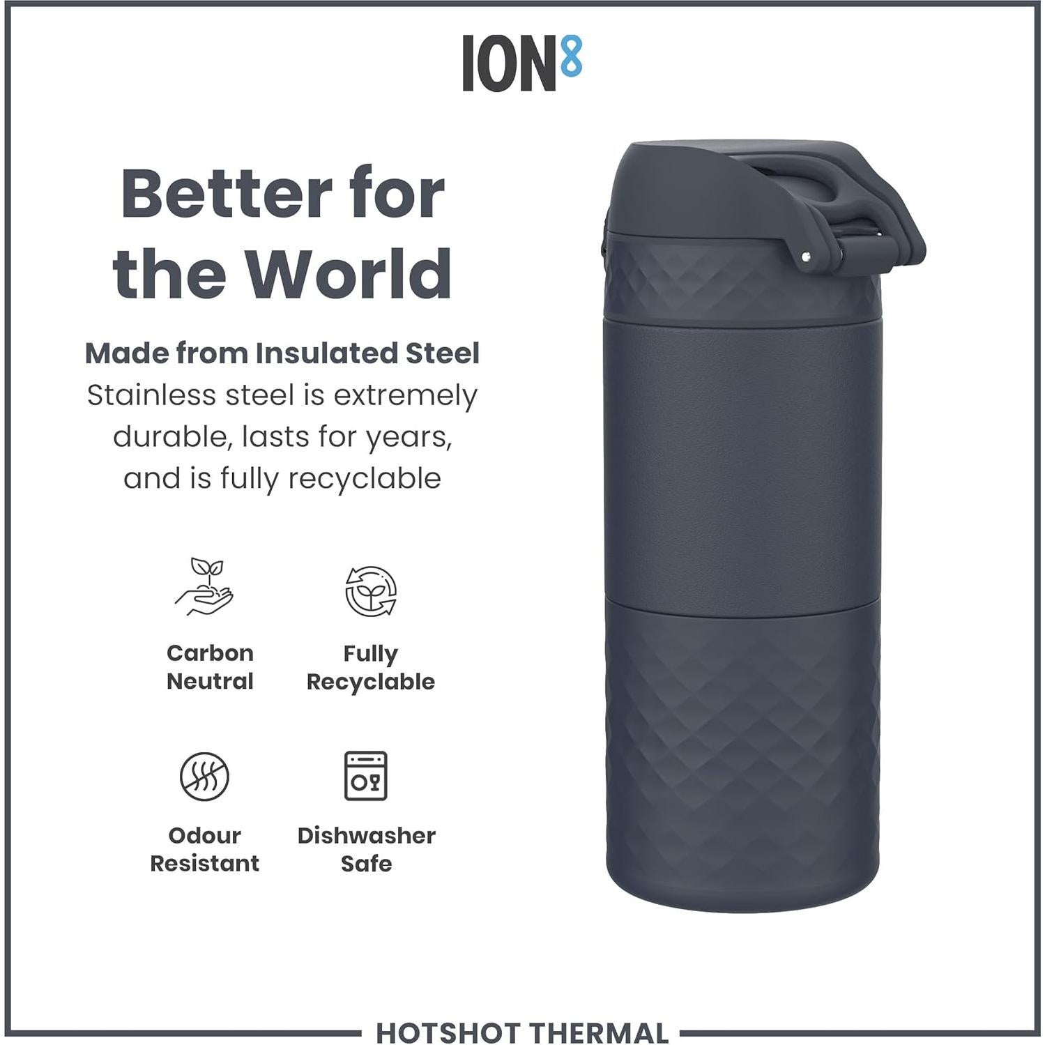 Taza de Viaje Ion8 HotShot 360 ml Acero Inoxidable Azul