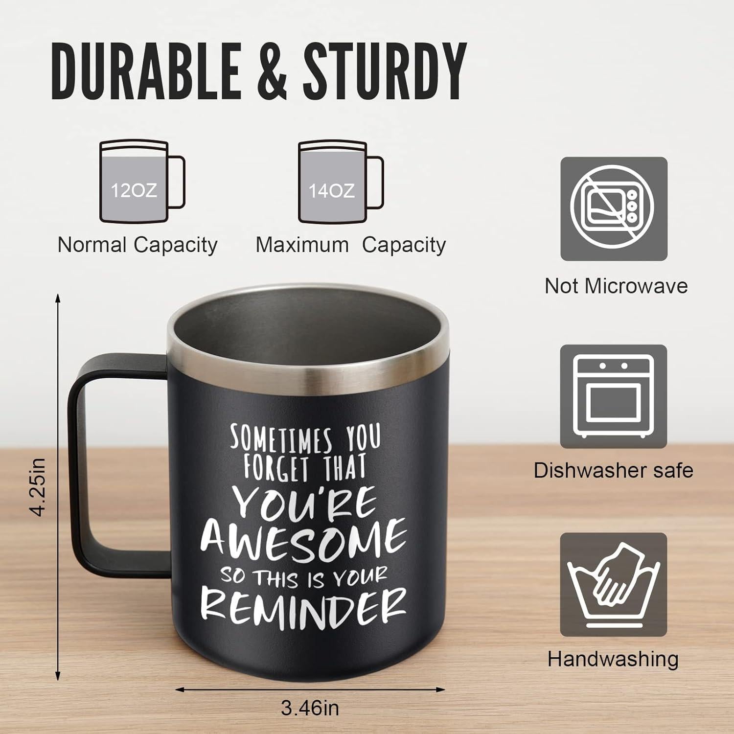 Taza de Café NOWWISH 14 oz Negra Aislada para Regalos