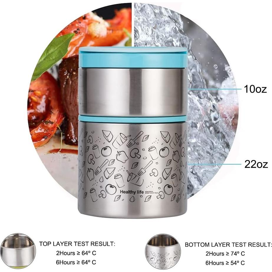 Caja Térmica Apilable Lille Home 0.95L Acero Inoxidable Azul