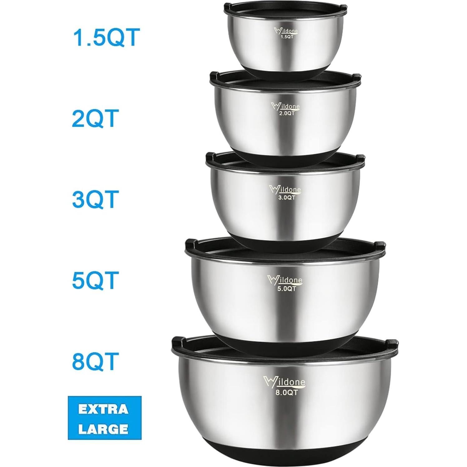 Conjunto de Cuencos Mezcladores Wildone 5 Piezas Acero Inoxidable