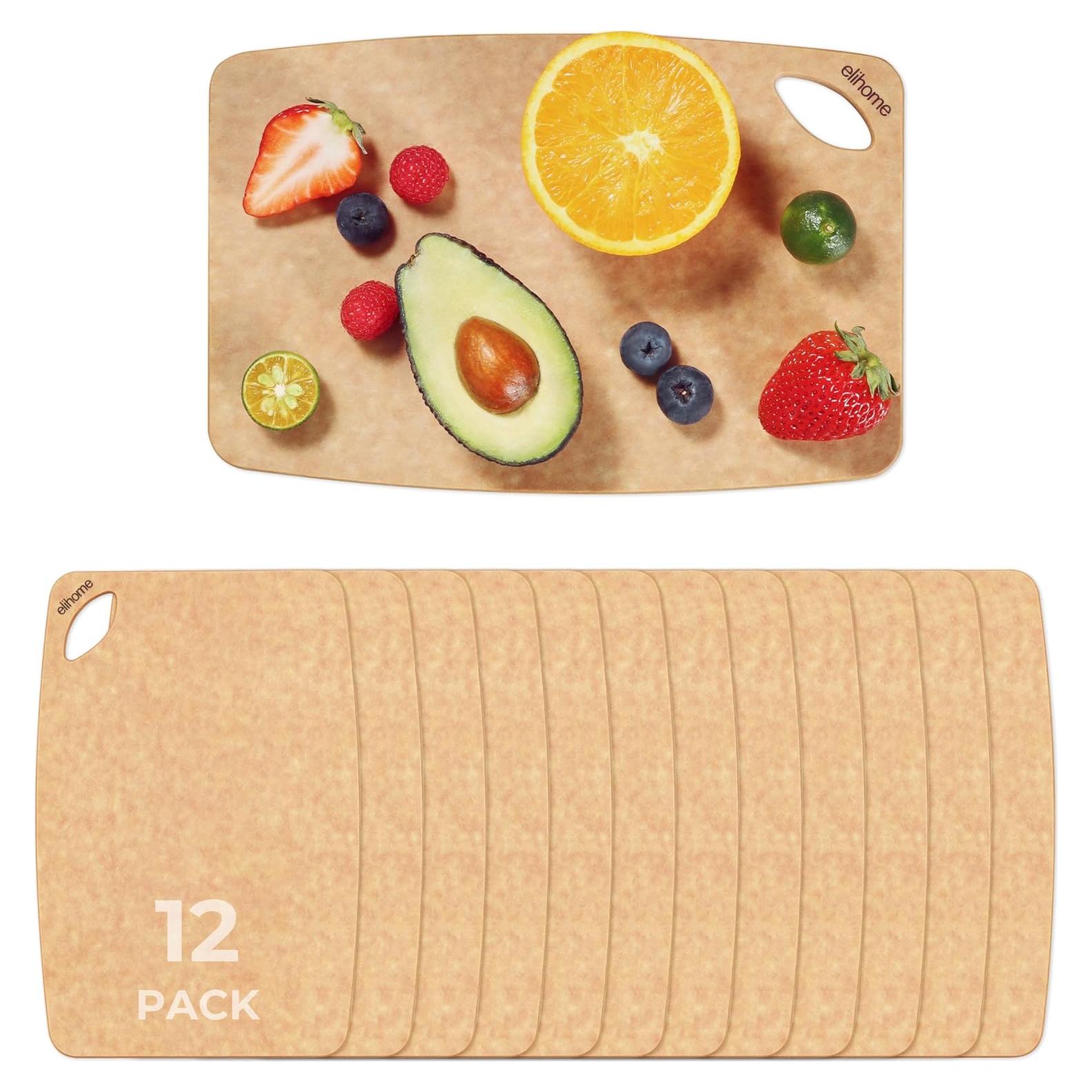 Tabla de Cortar Elihome Pequeña 12 Piezas Fibra Madera Ecológica