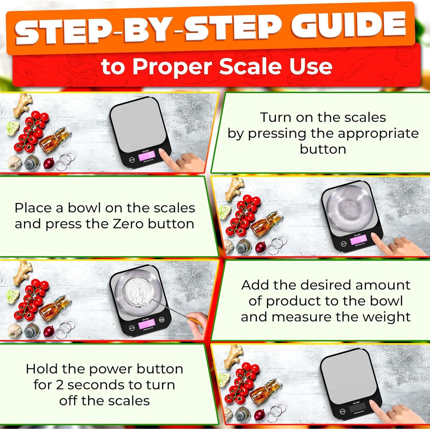 Balanza Digital de Cocina DIMROM DZC-15 5kg Impermeable