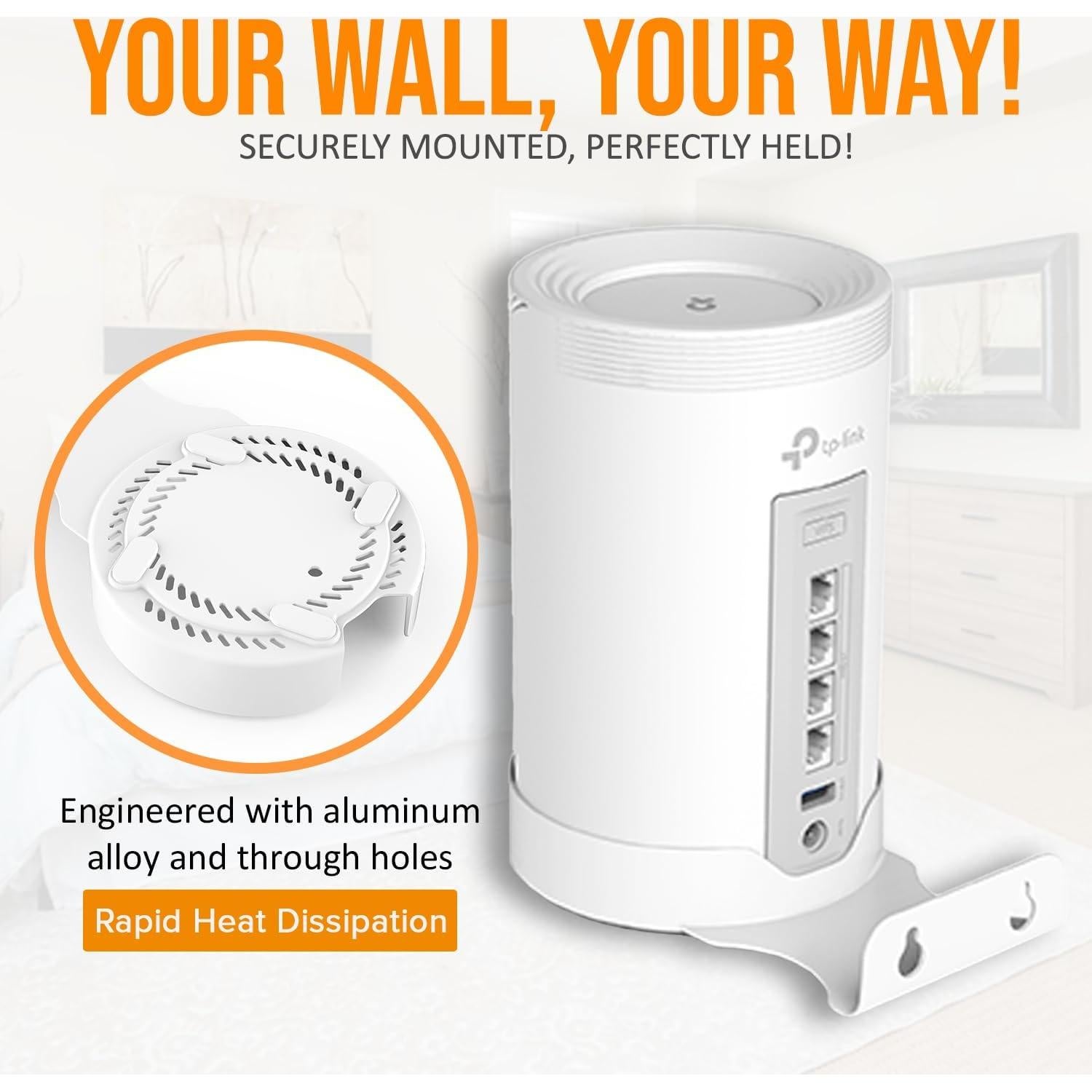 Soporte de Pared para TP-Link Deco BE75/BE85/BE95/BE17000/BE22000/BE33000 - Aluminio Blanco