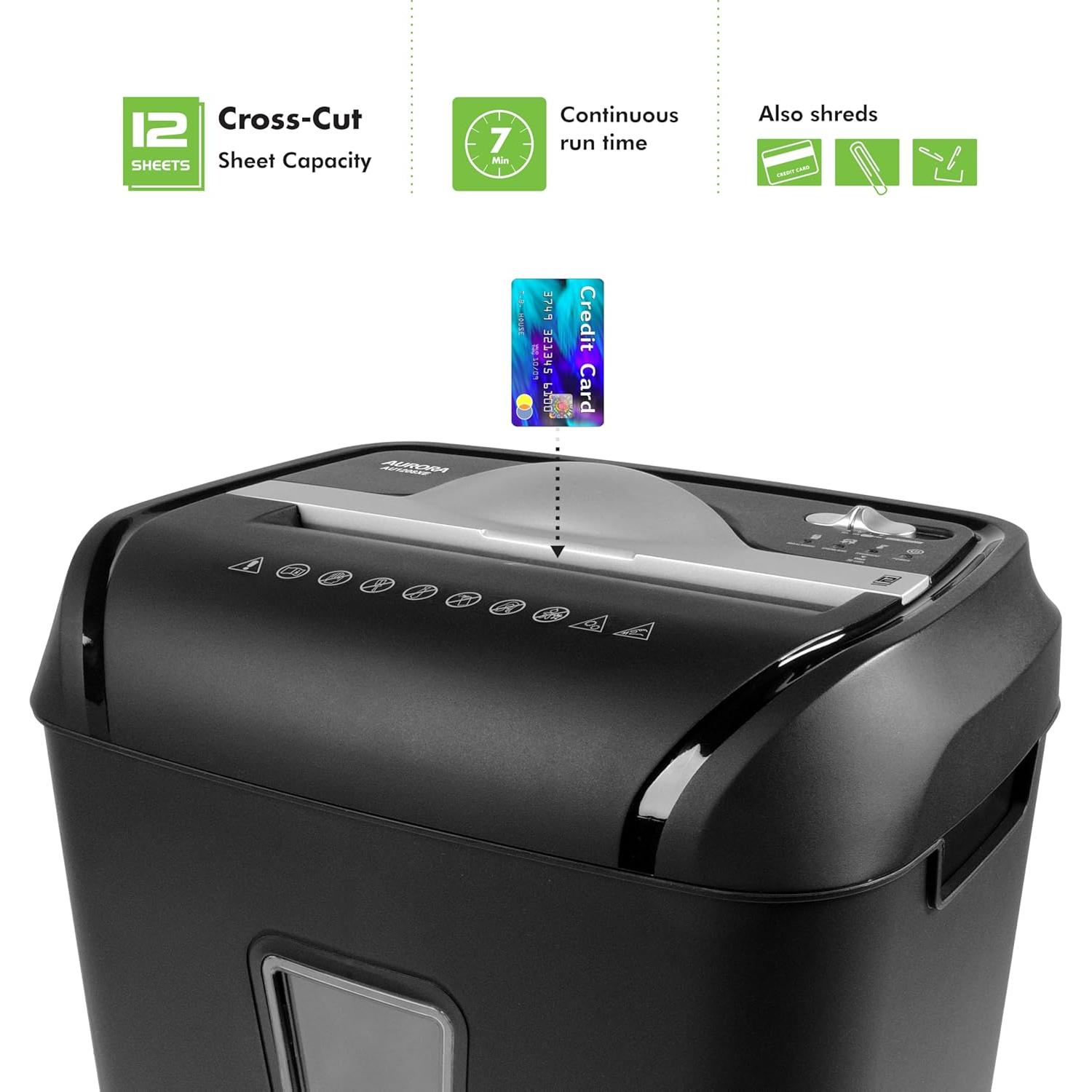 Trituradora de Papel Aurora AU1208XE Corte Cruzado 12 Hojas