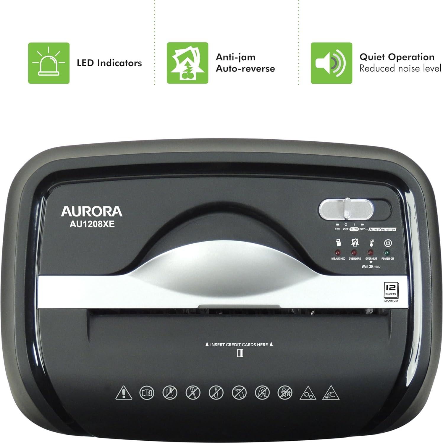 Trituradora de Papel Aurora AU1208XE Corte Cruzado 12 Hojas