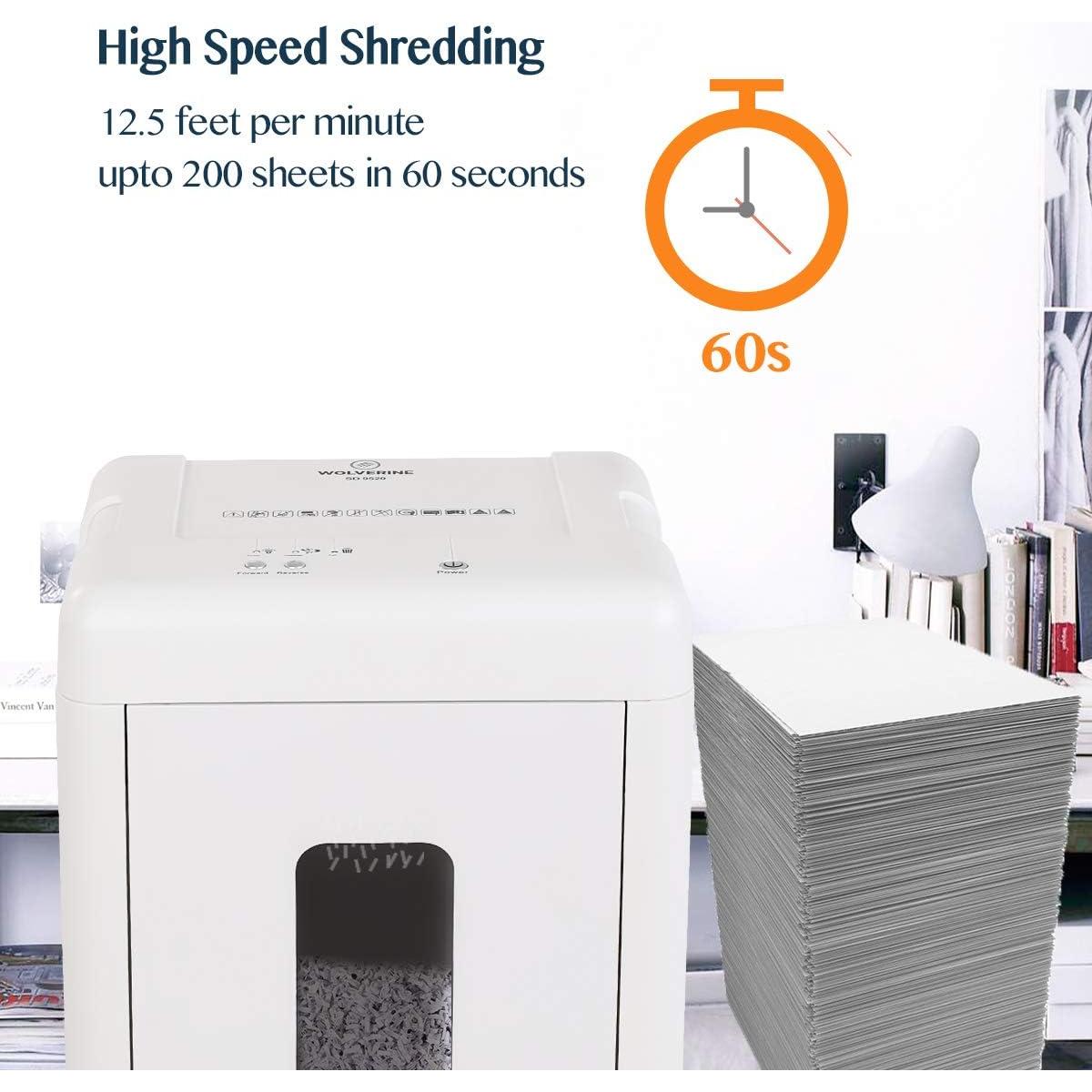 Trituradora de Papel WOLVERINE SD9520 P-5 Ultra Silenciosa 15 Hojas