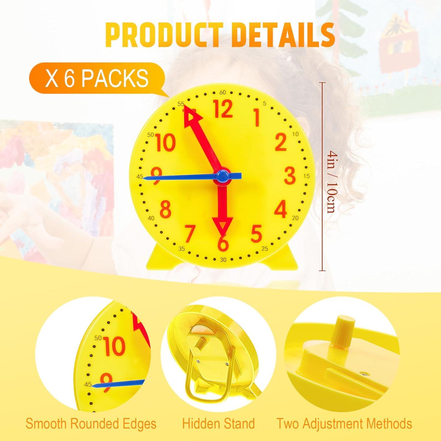 Kit de Reloj de Enseñanza Henoyso 6 Pcs para Niños 10 cm