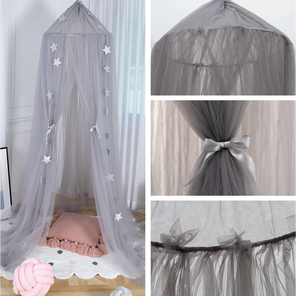 Dosel de Cama para Niñas OldPAPA Gris - Mosquitera Princesa 240cm