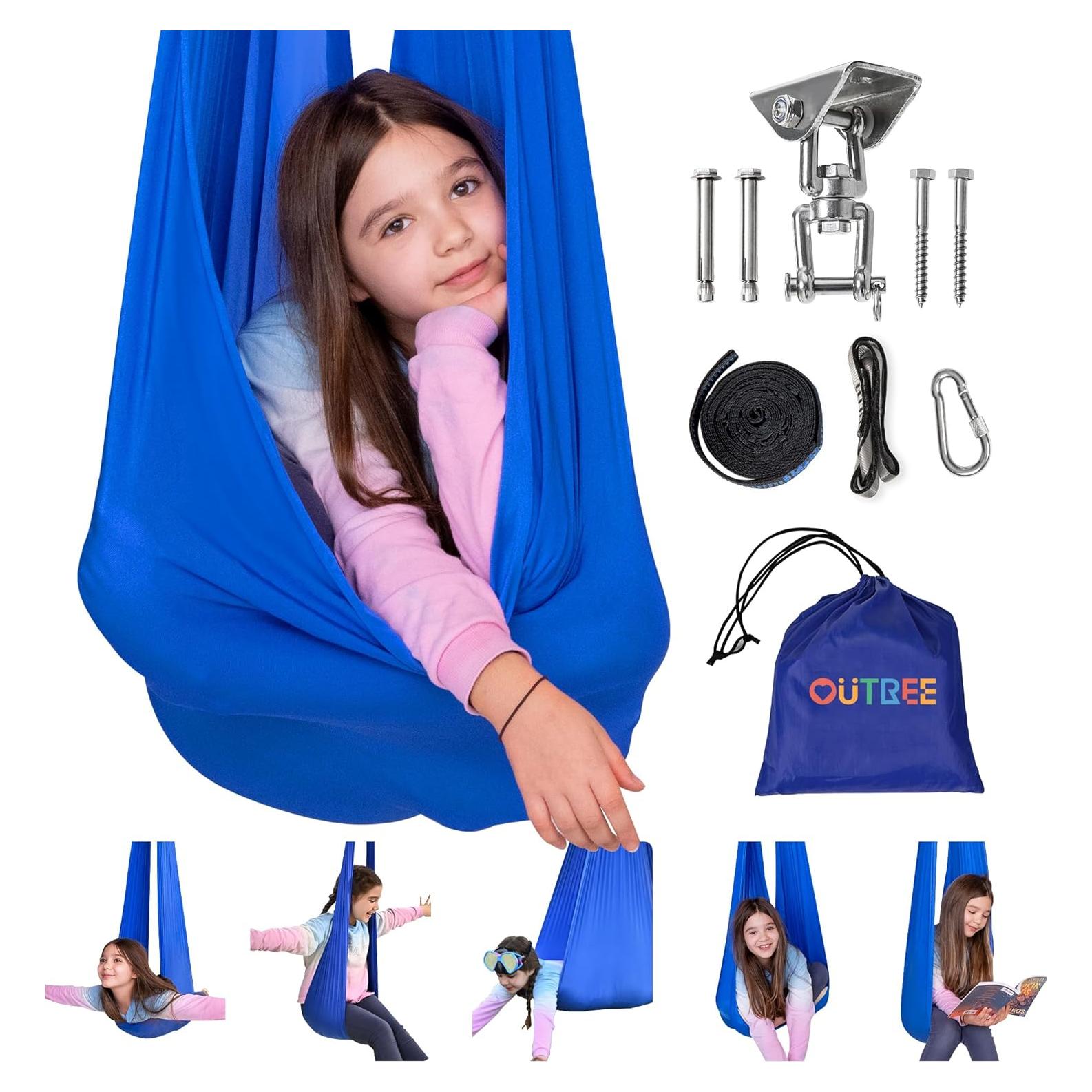 Columpio Sensorial Interior OUTREE Azul con Gancho 360°