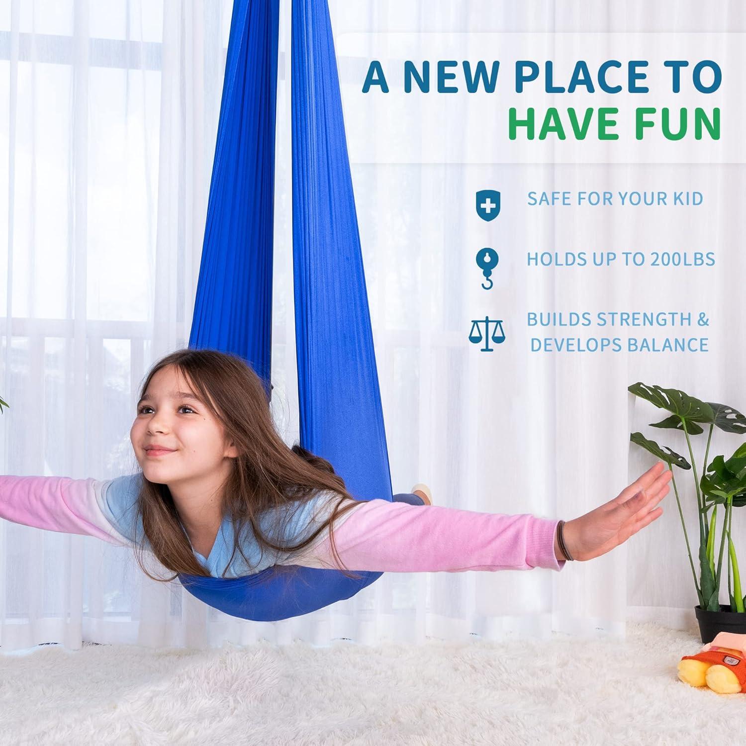 Columpio Sensorial Interior OUTREE Azul con Gancho 360°