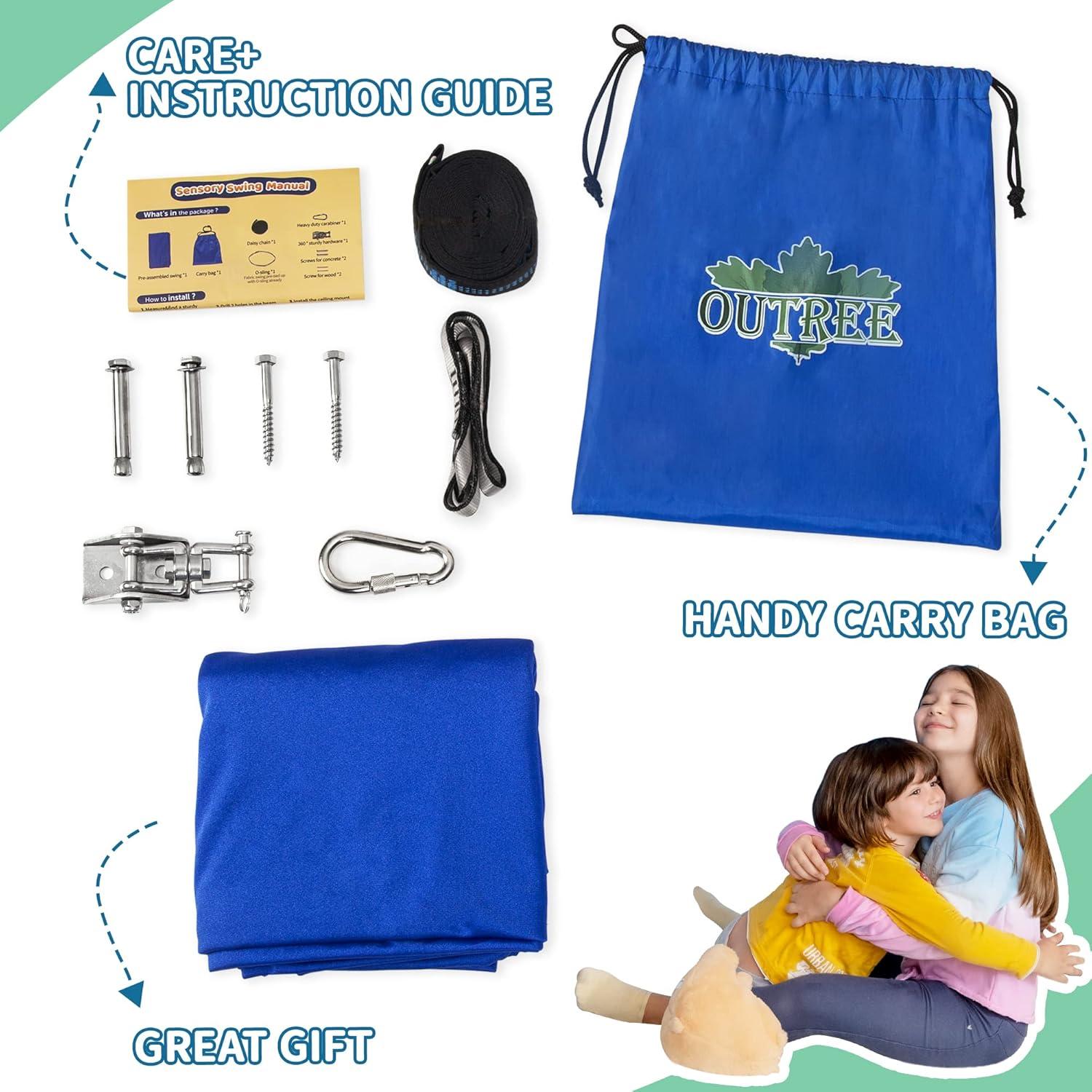 Columpio Sensorial Interior OUTREE Azul con Gancho 360°