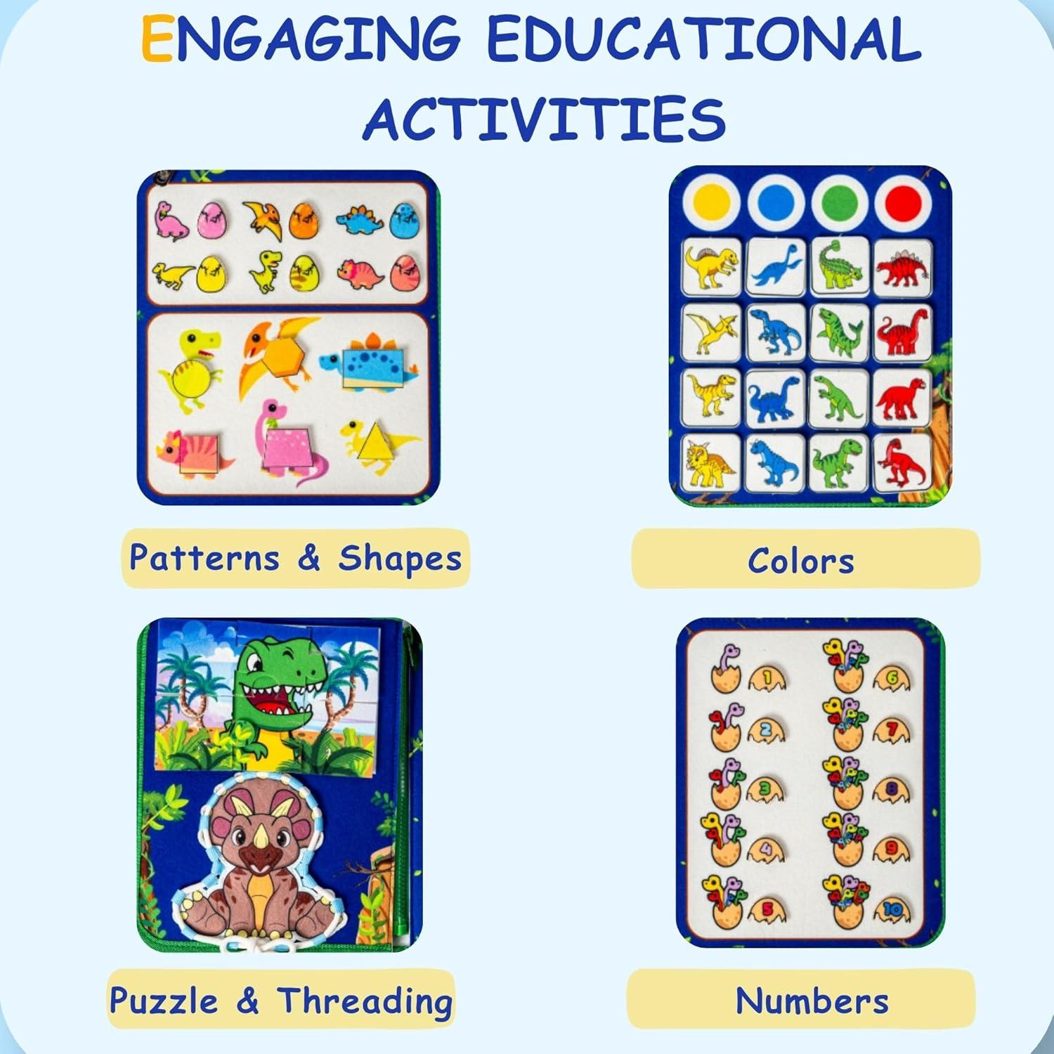 Tablero Ocupado Montessori Kiddies Spot Dinosaurio Azul 28x23 cm