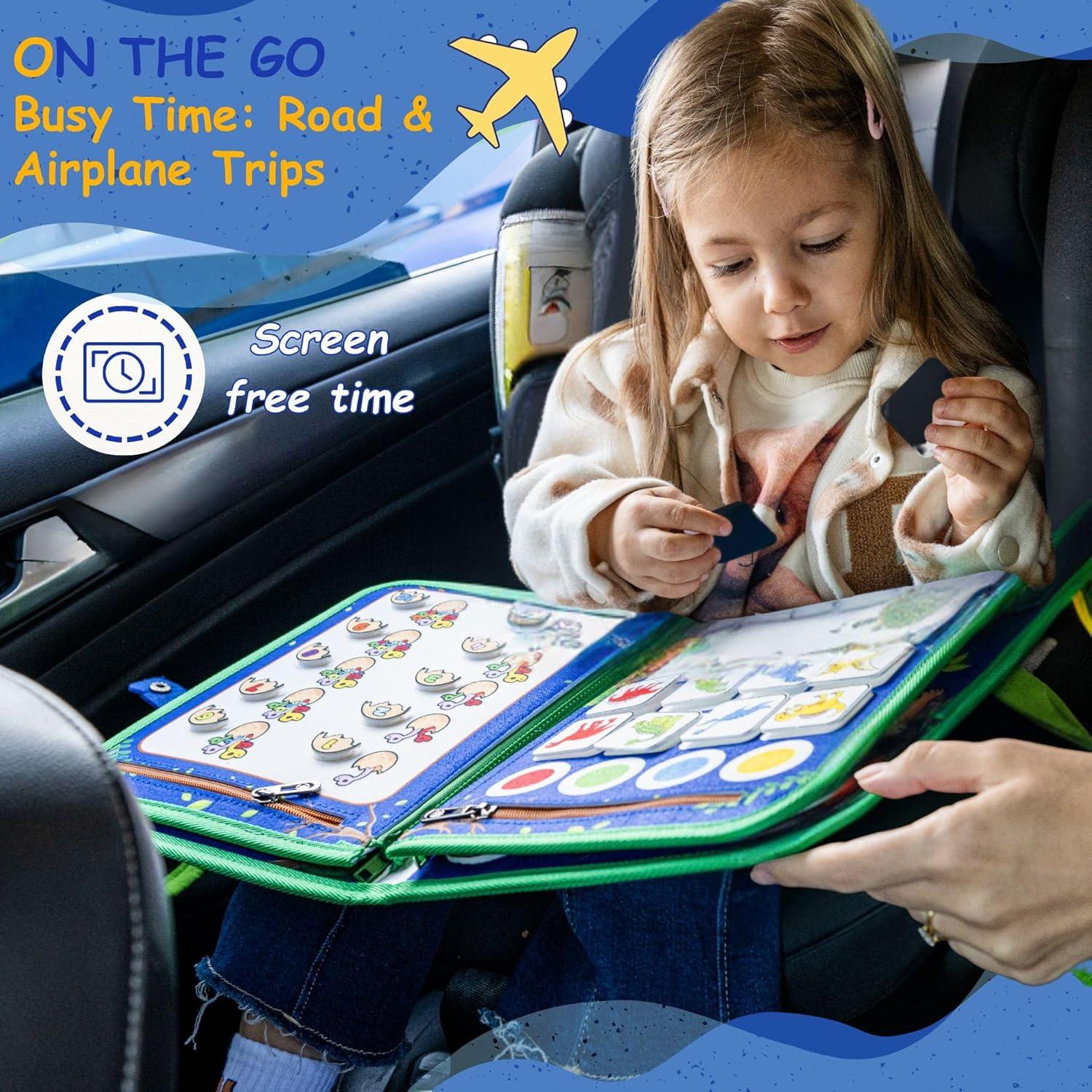 Tablero Ocupado Montessori Kiddies Spot Dinosaurio Azul 28x23 cm