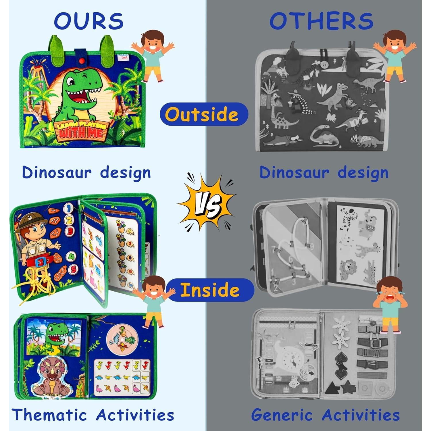 Tablero Ocupado Montessori Kiddies Spot Dinosaurio Azul 28x23 cm