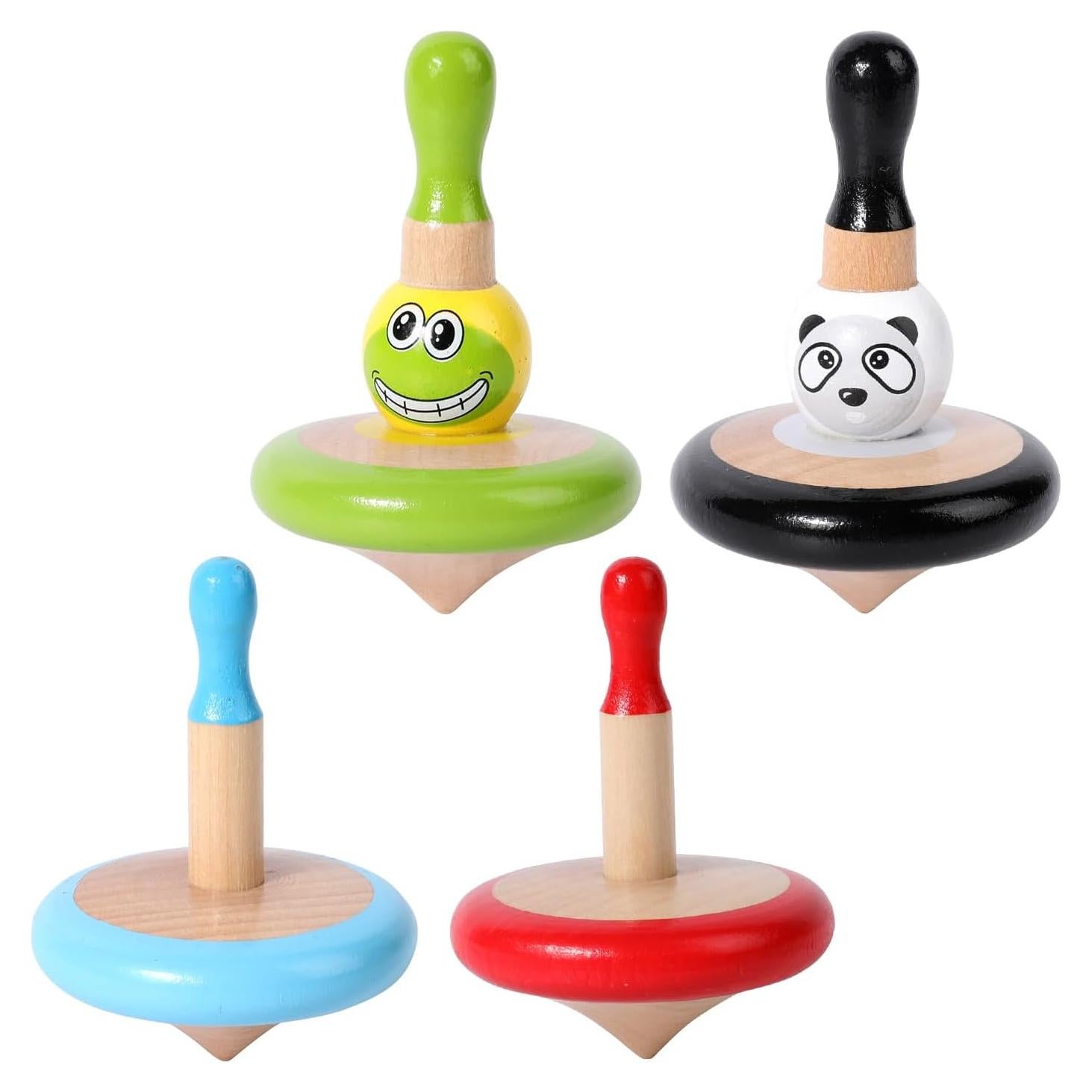 Trompos de Madera WODI - Juguetes Educativos Montessori 4 Piezas