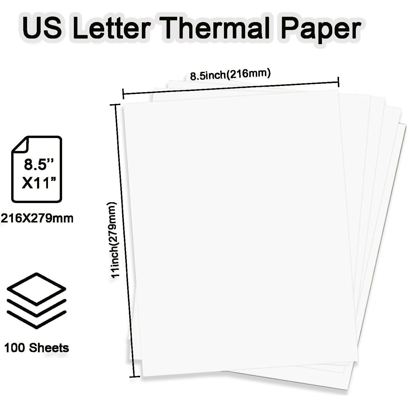 Papel Térmico Carta 200 Hojas Bagvhandbagro 21.6x27.9cm