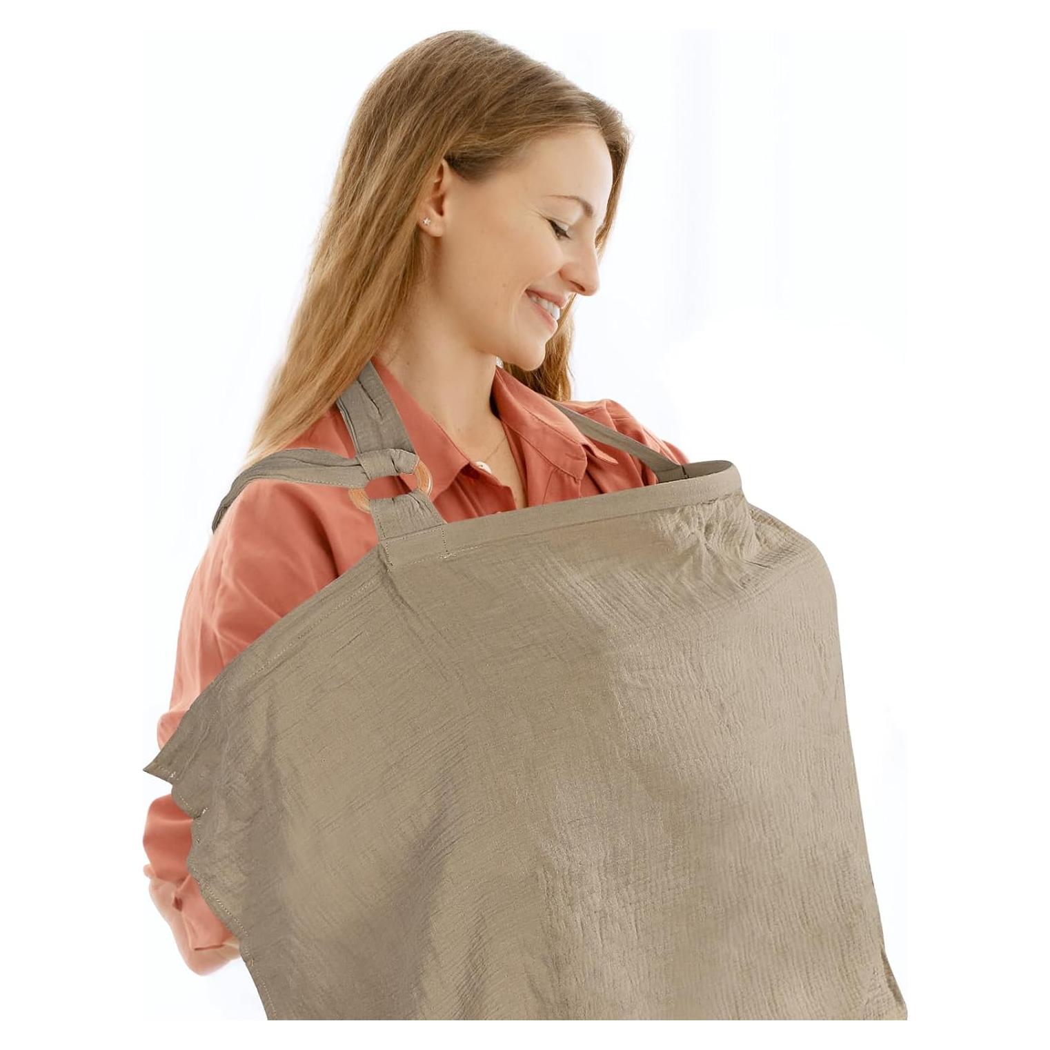 Cubierta de Lactancia ManFaiSky Muselina Ajustable Marrón