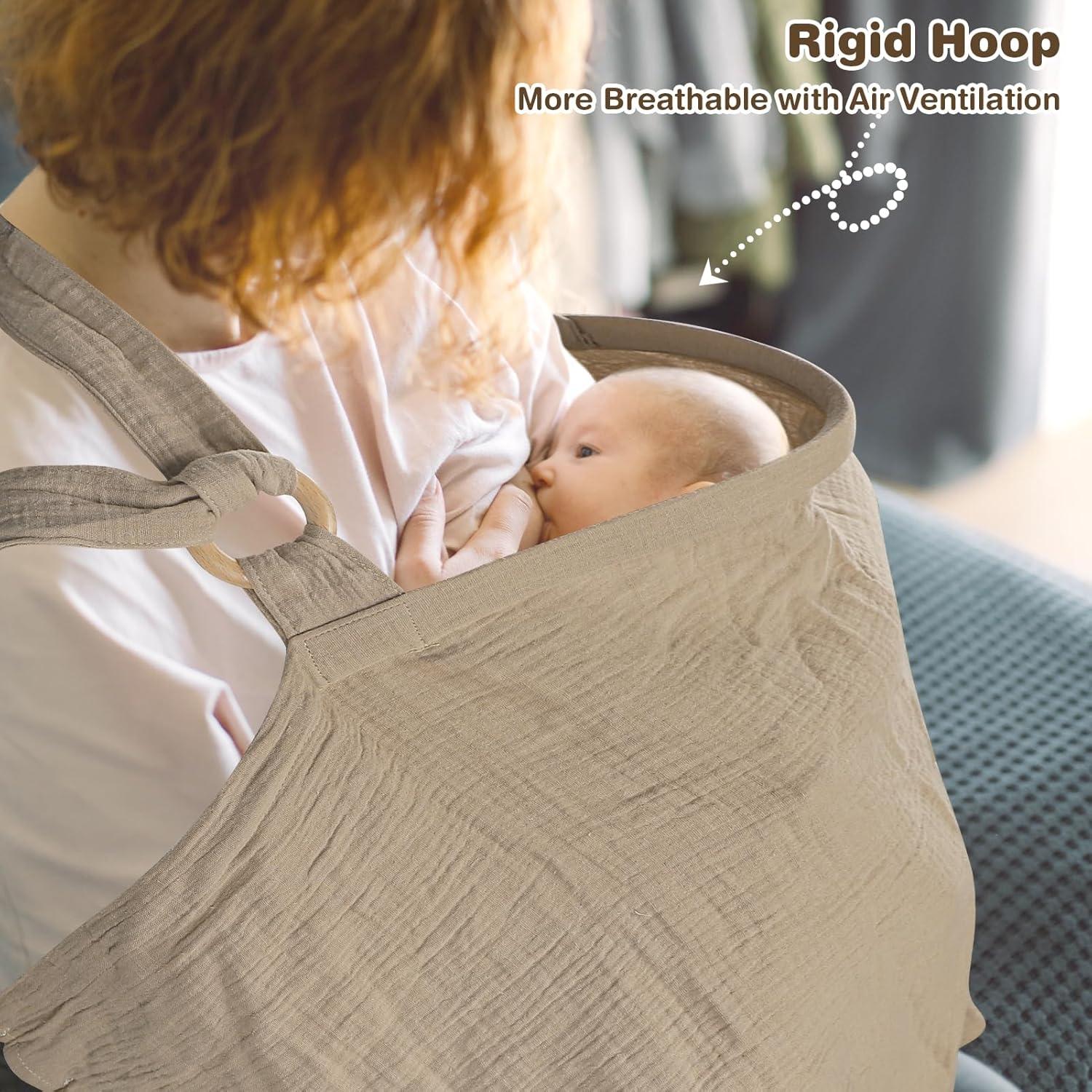 Cubierta de Lactancia ManFaiSky Muselina Ajustable Marrón