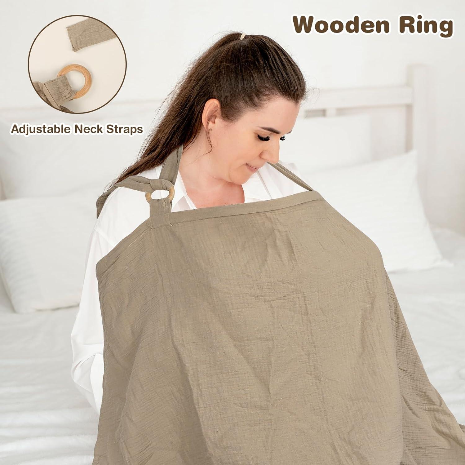 Cubierta de Lactancia ManFaiSky Muselina Ajustable Marrón