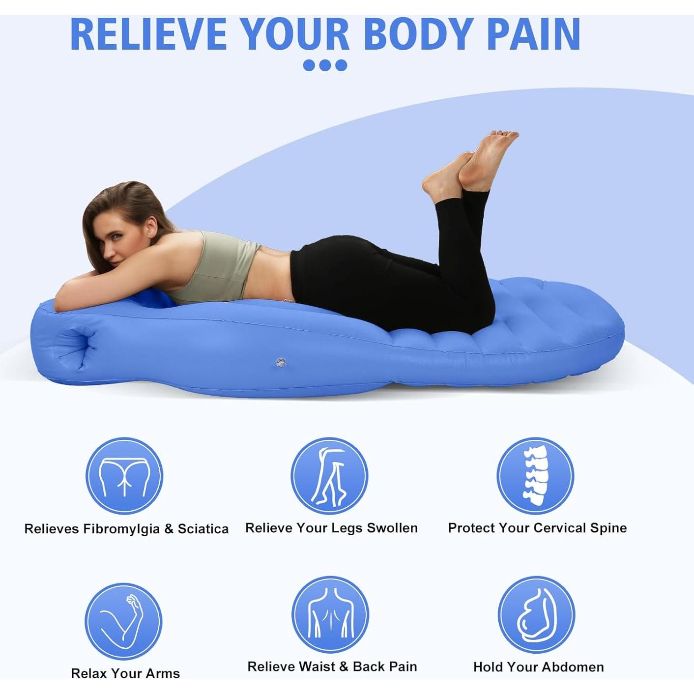 Cojín Inflable para Embarazo PregSpag, Azul, 182x66 cm